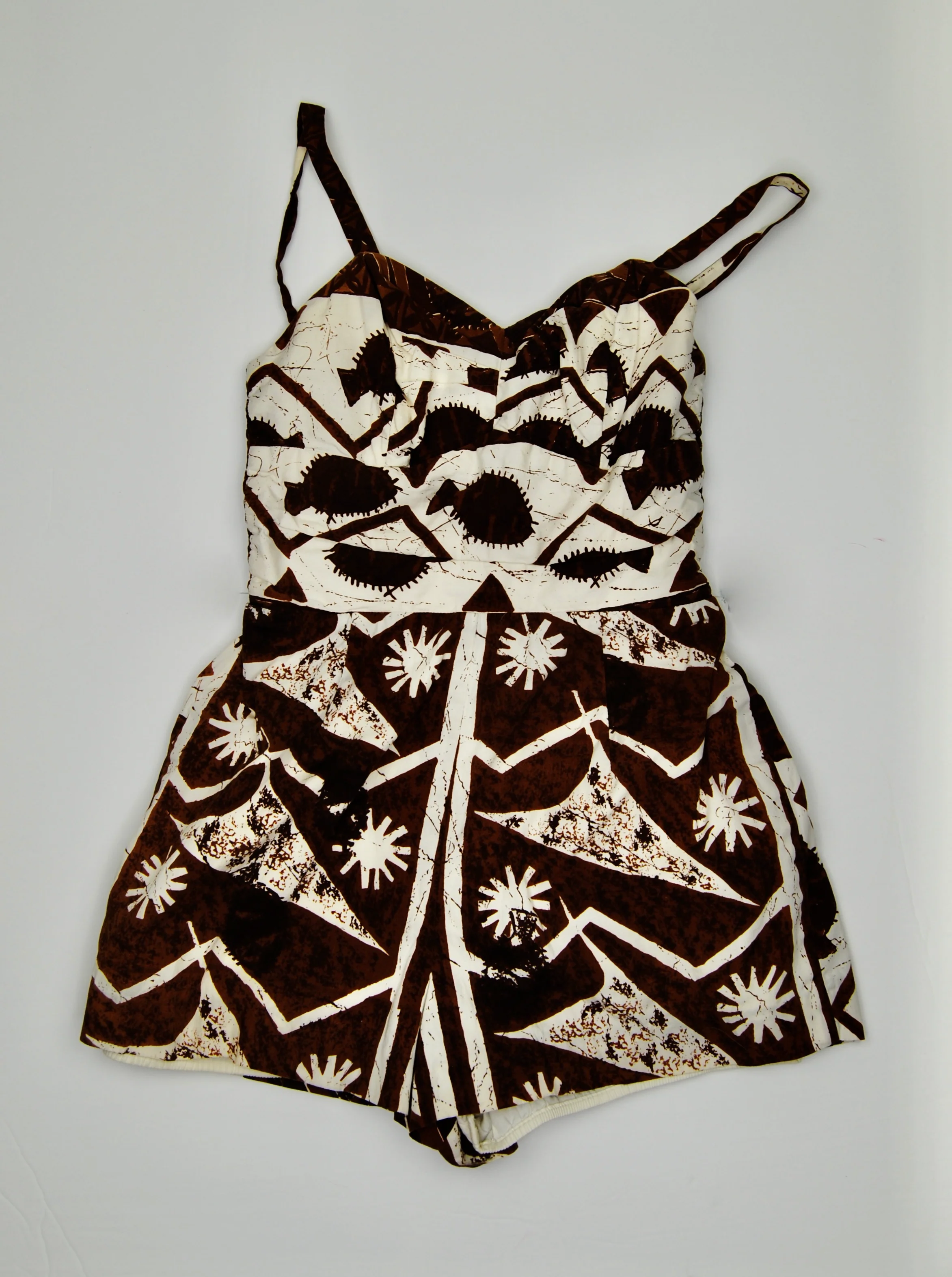 50s Brown And White Fish Play Suit Swim Suit Romper By Stan Hicks - Image 7