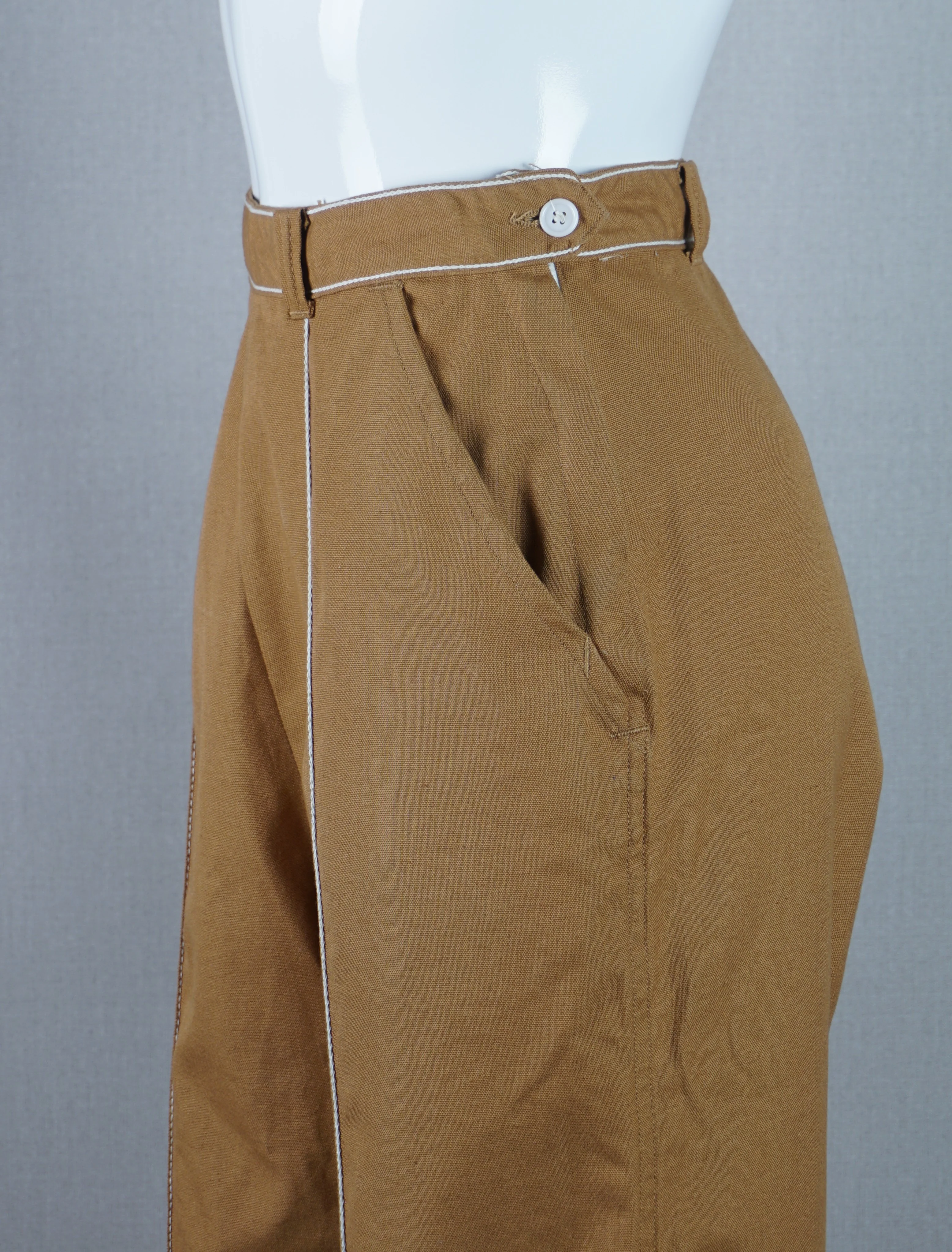 50s Brown High Waist Crop Denim Jeans By White Stag - Image 3