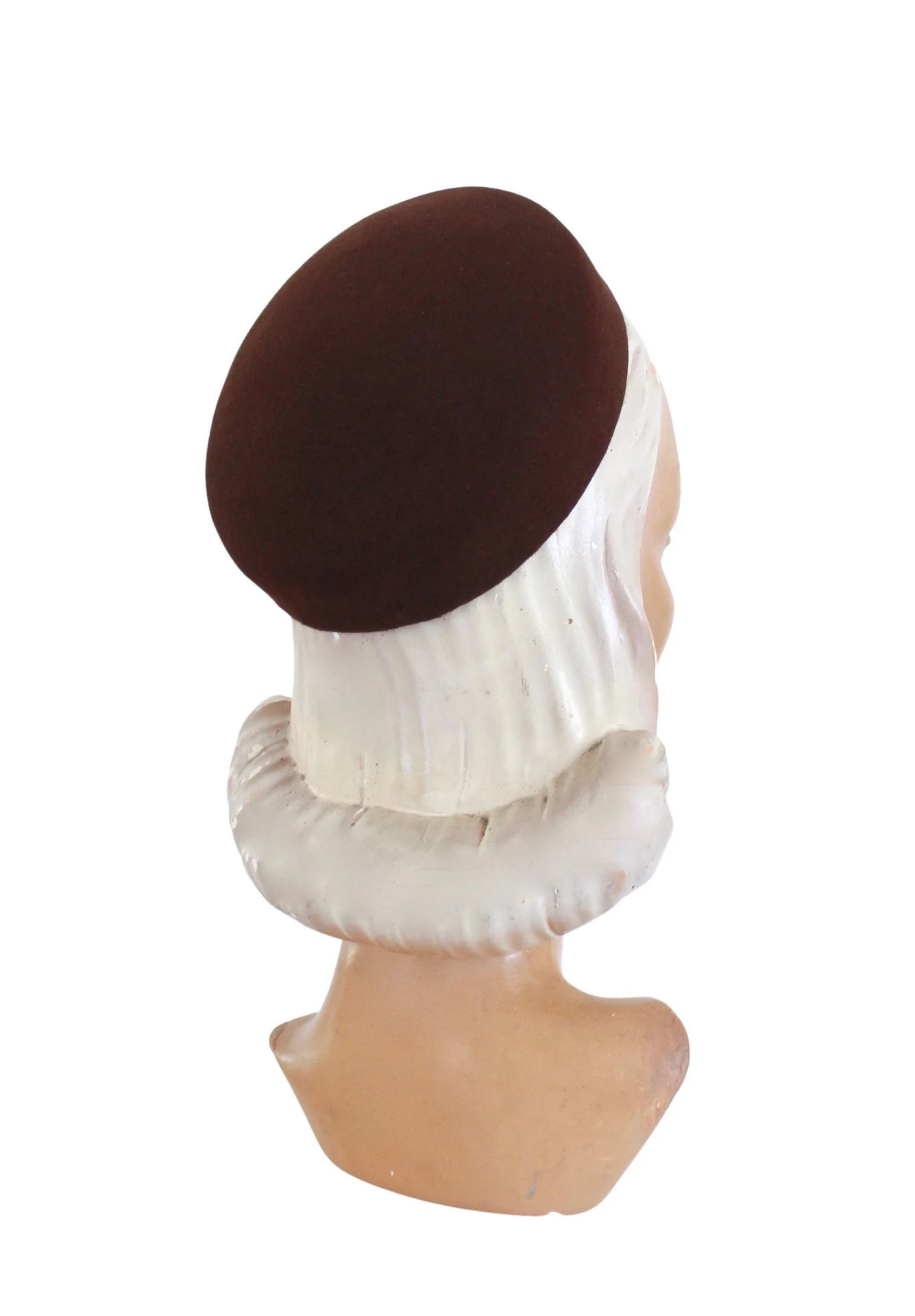 50s Brown Wool Felt Petite Pillbox Womens Fall Hat - Image 2