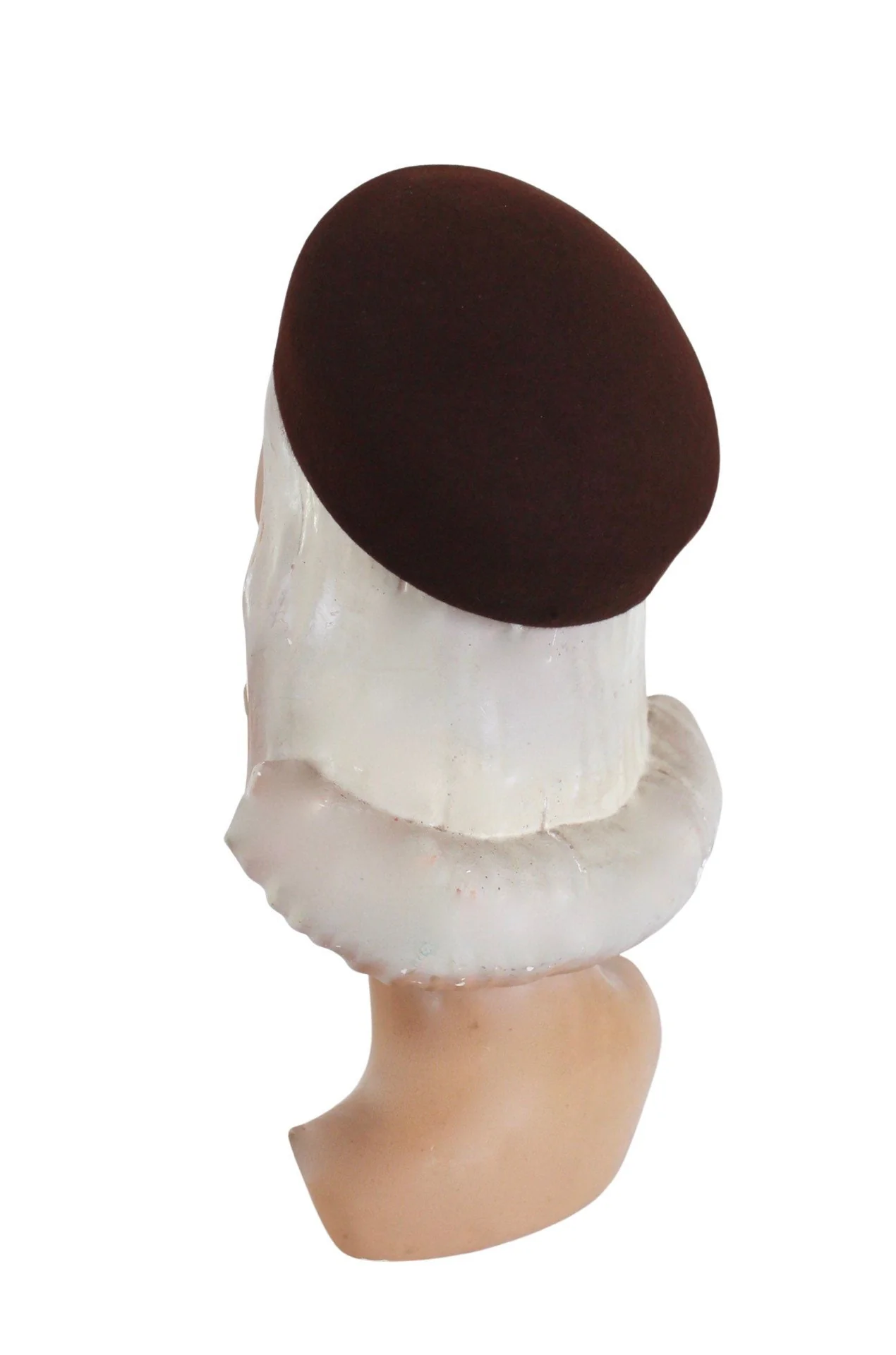 50s Brown Wool Felt Petite Pillbox Womens Fall Hat - Image 9