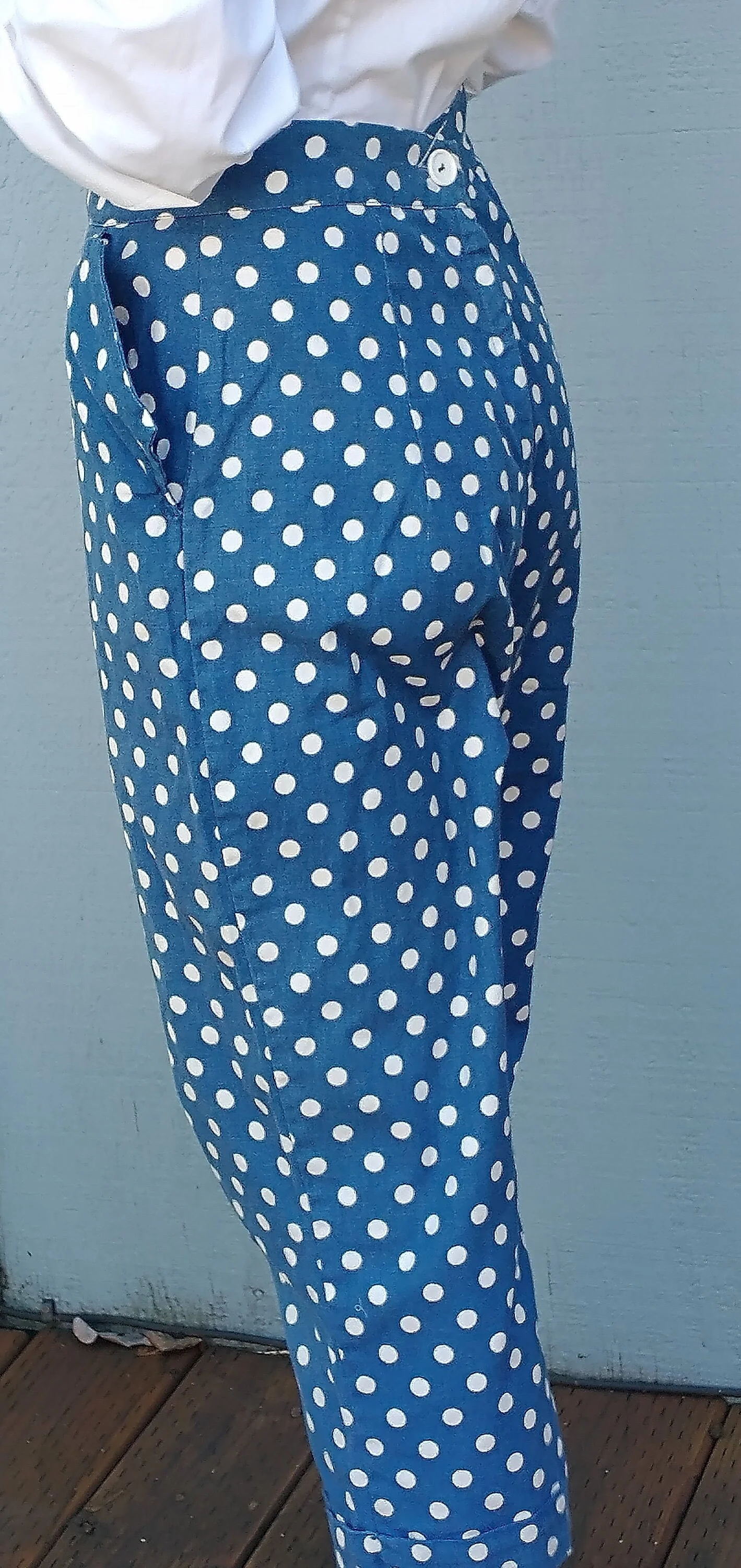 50s Capri Peddle Pushers Womens Small Blue and White Polka Dot Rockabilly Summer by Foster-Hochberg - Image 2