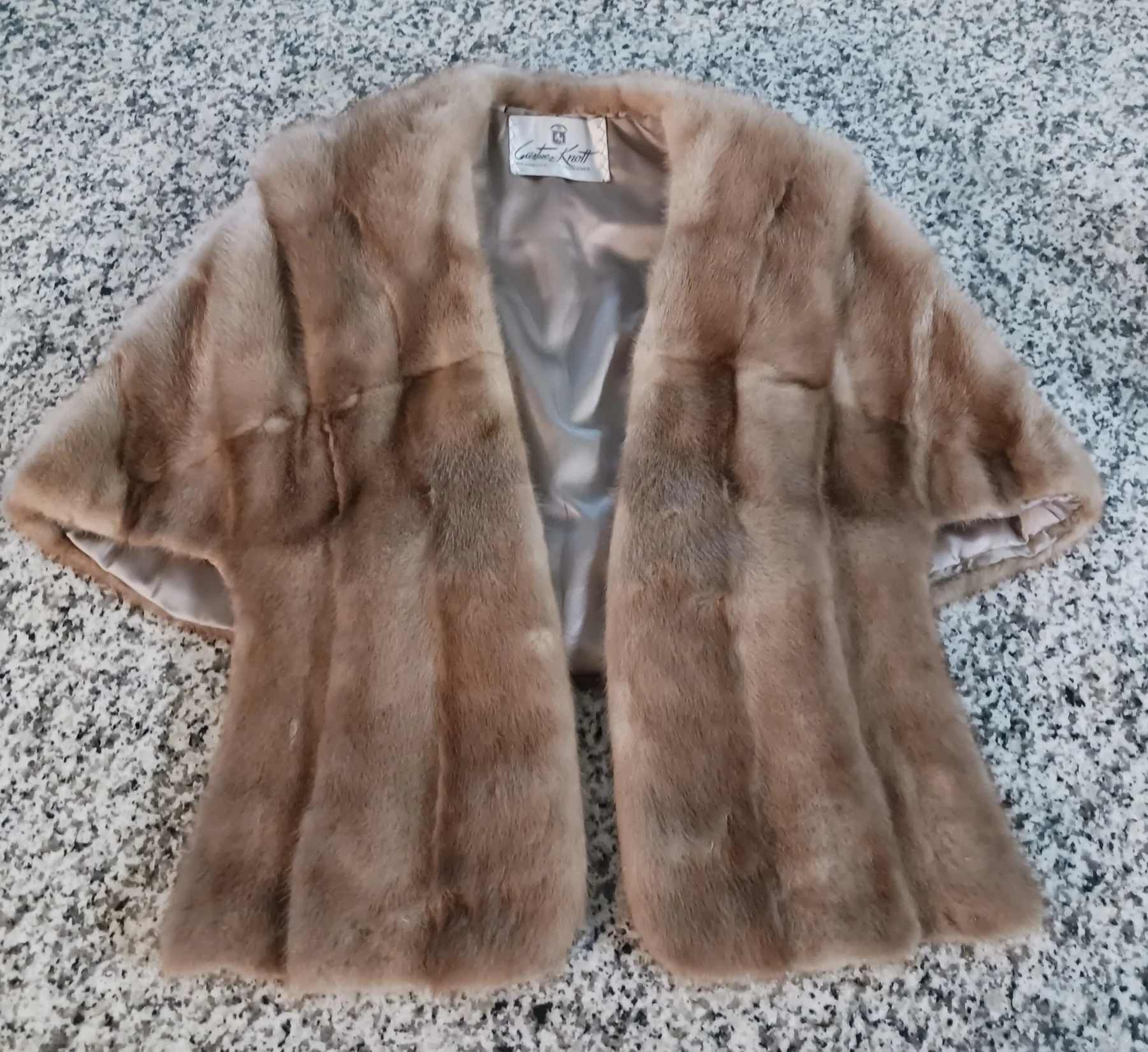 50s Honey Brown Mink Collared Cape Stole With Pockets By Castner Knott - Image 3