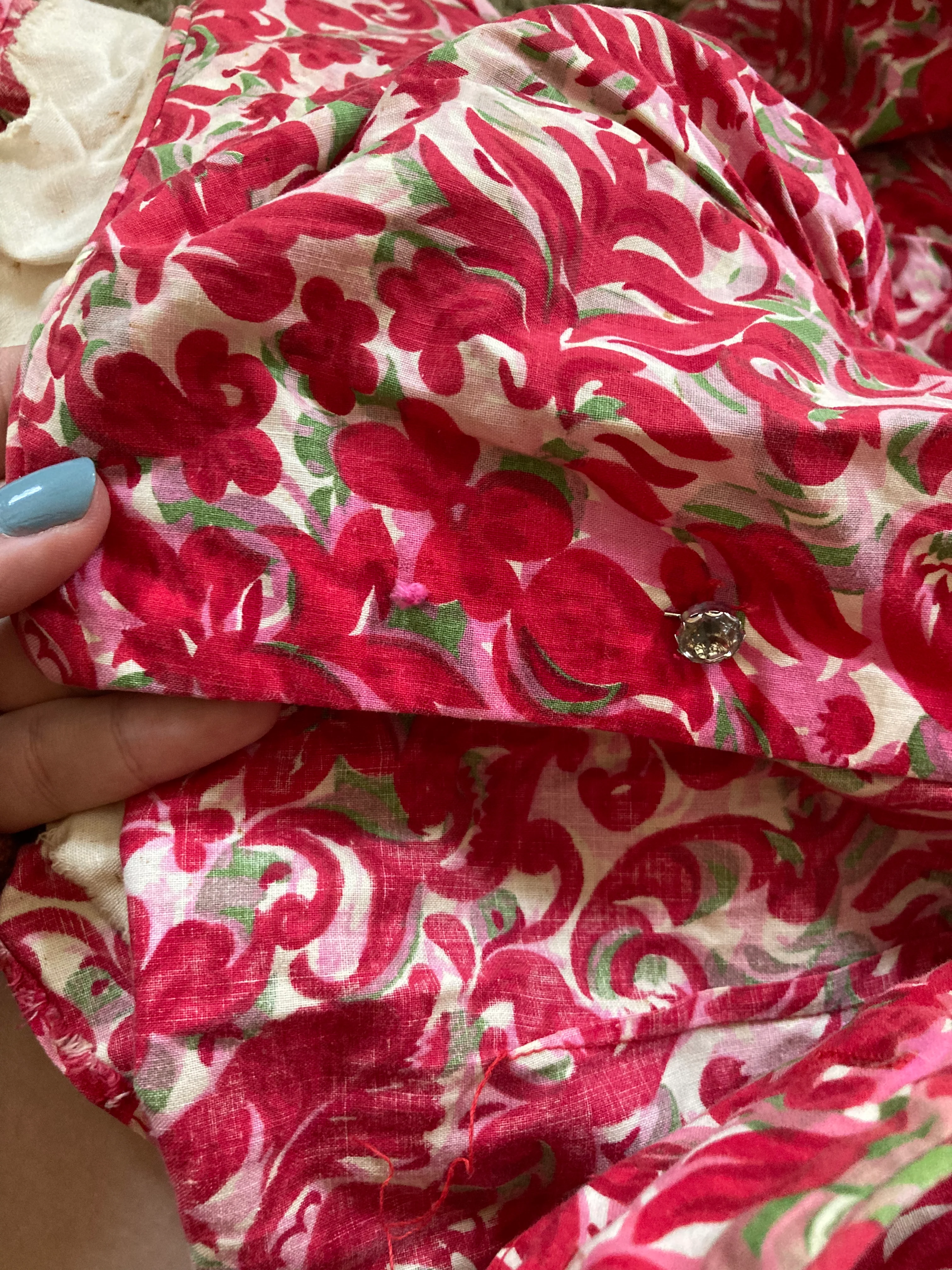 50s Cherry Red Floral Spectator Dress By Jerry Gilden - Image 4