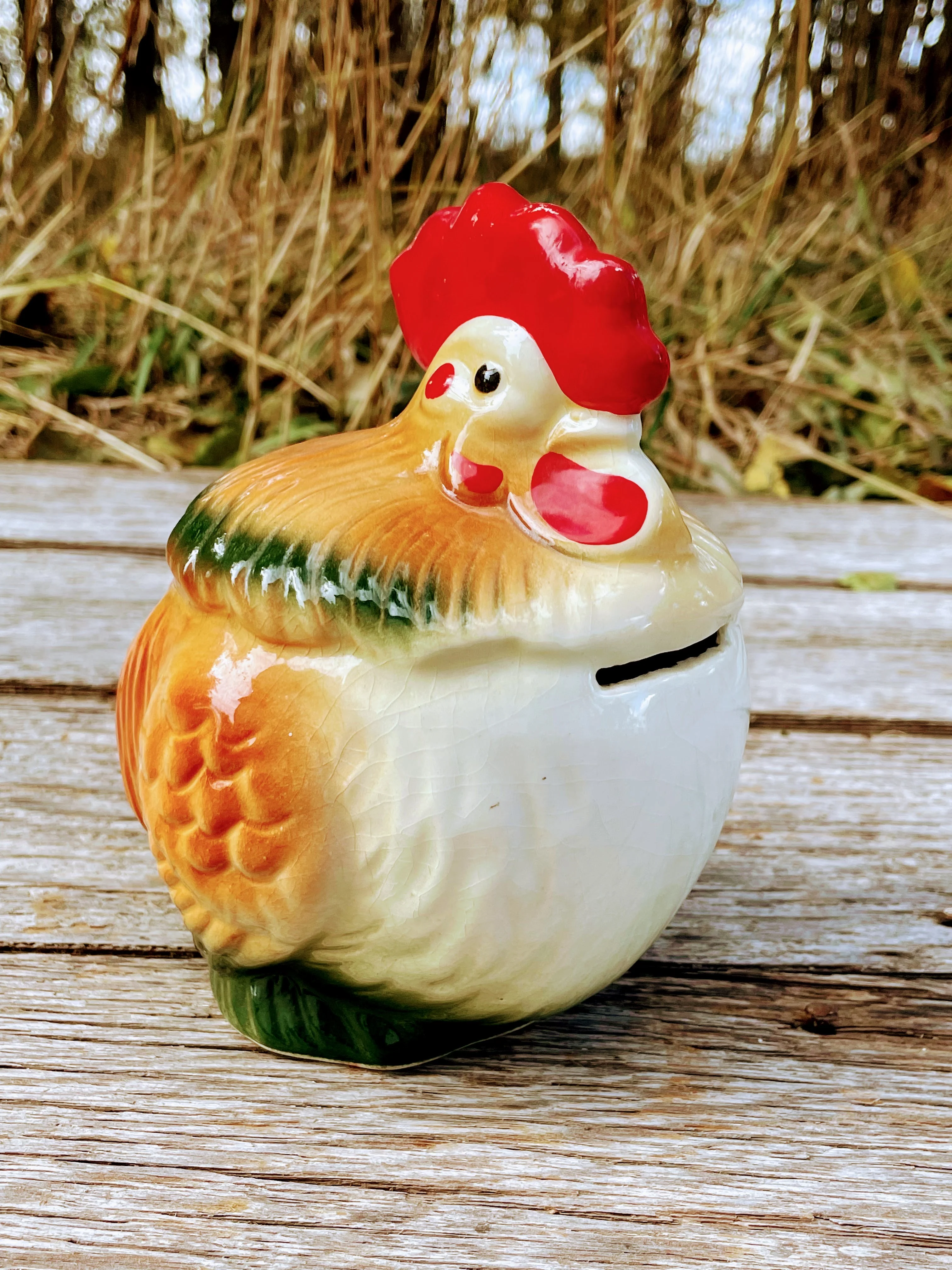 50s Chicken Rooster Ceramic Bank Farmhouse Primitive - Image 5