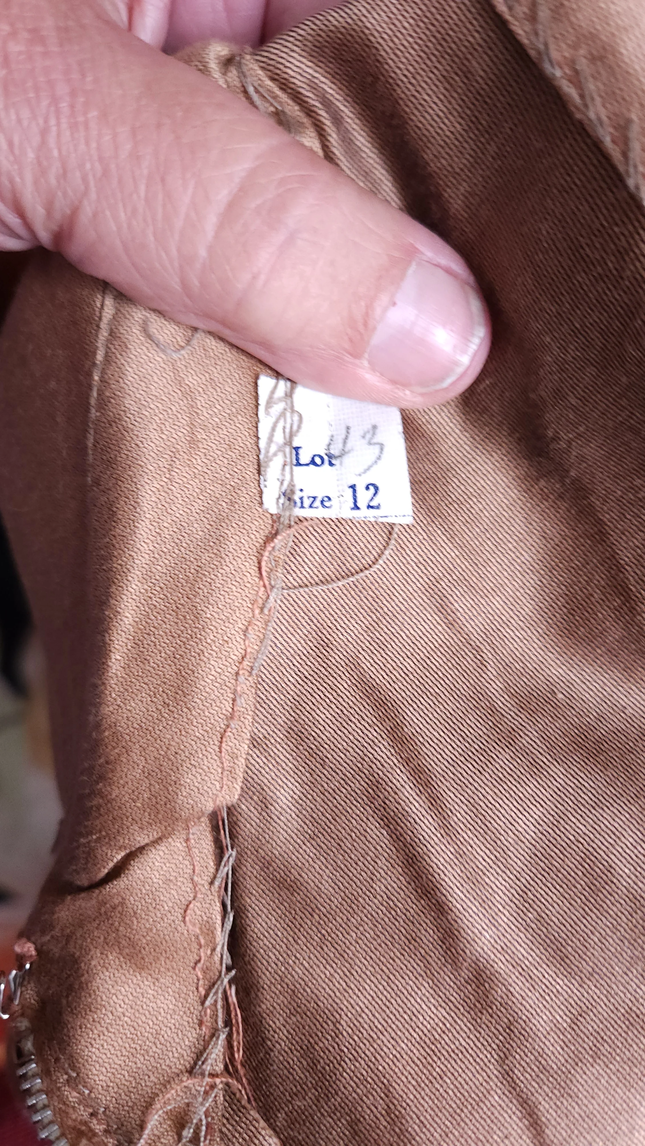 50s Cocoa Silk Dress With Portrait Collar Deadstock - Image 8