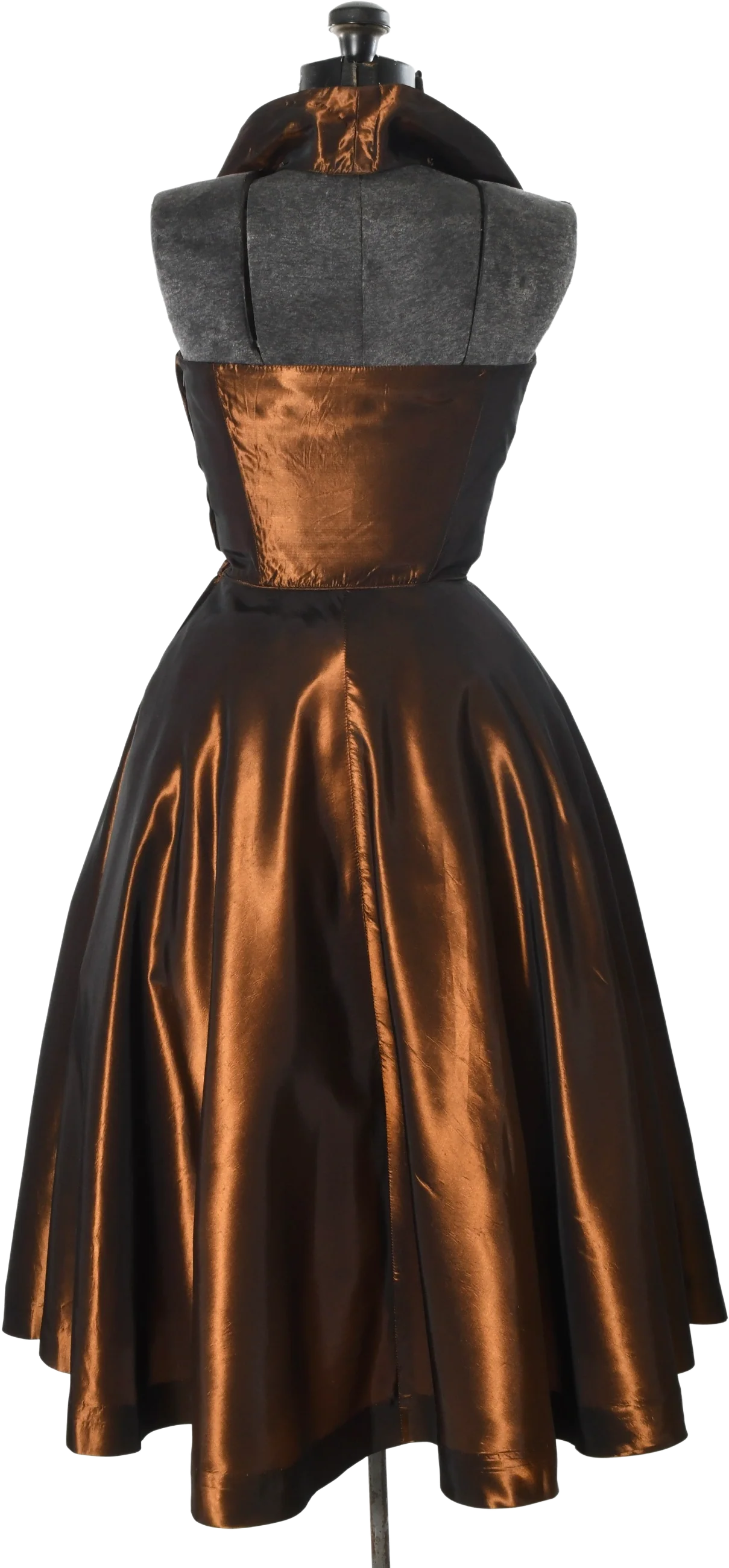 50s Copper Shelf Bust Halter Full Skirt Party Dress By Lorrie Deb San Francisco - Image 2