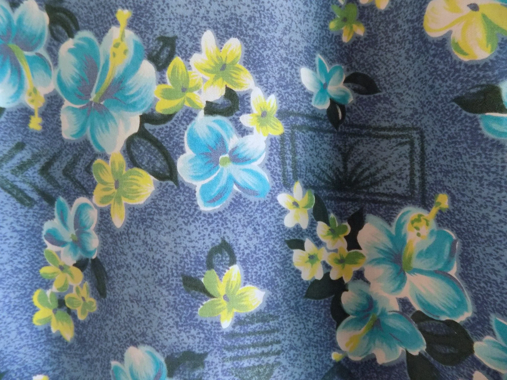 50s Cotton Tropical Shirt M Kaikamahine Blue Green Aqua Honalulu Rare by Kaikamahine - Image 5