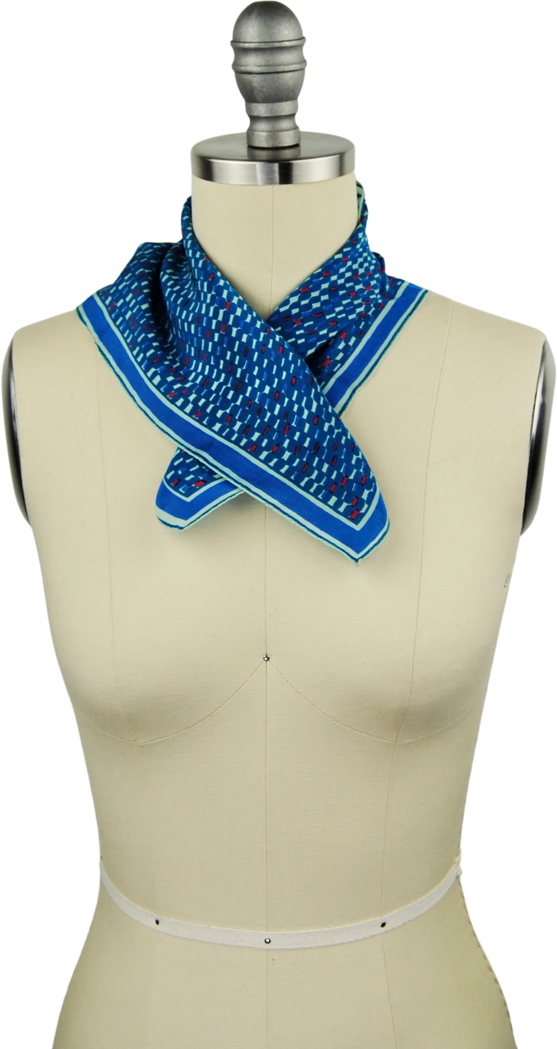 50s Coveted Blue Crepe Silk Scarf By Vera