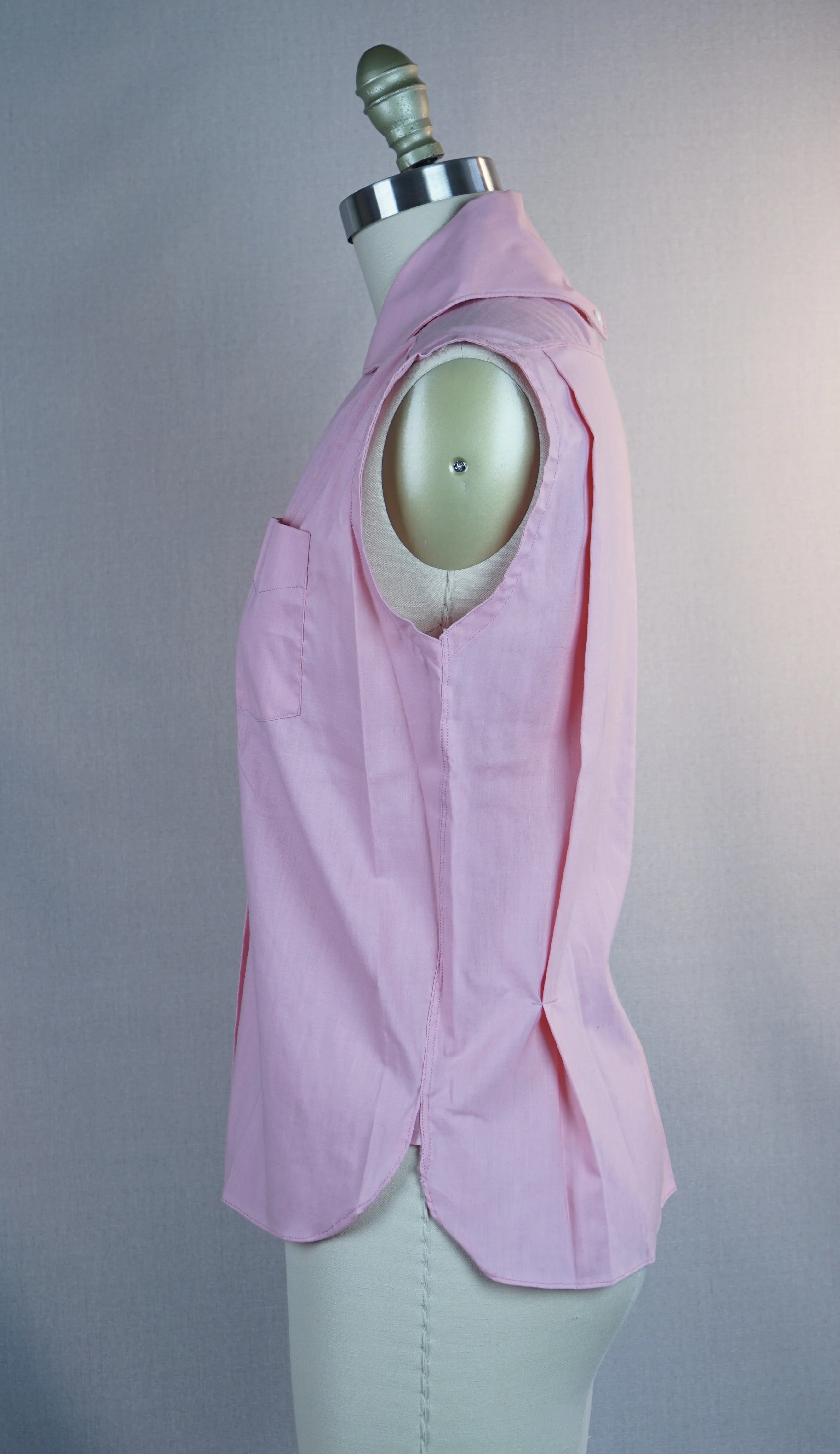 50s Deadstock Pink Cotton Sleeveless Blouse Shirt By New Era - Image 8