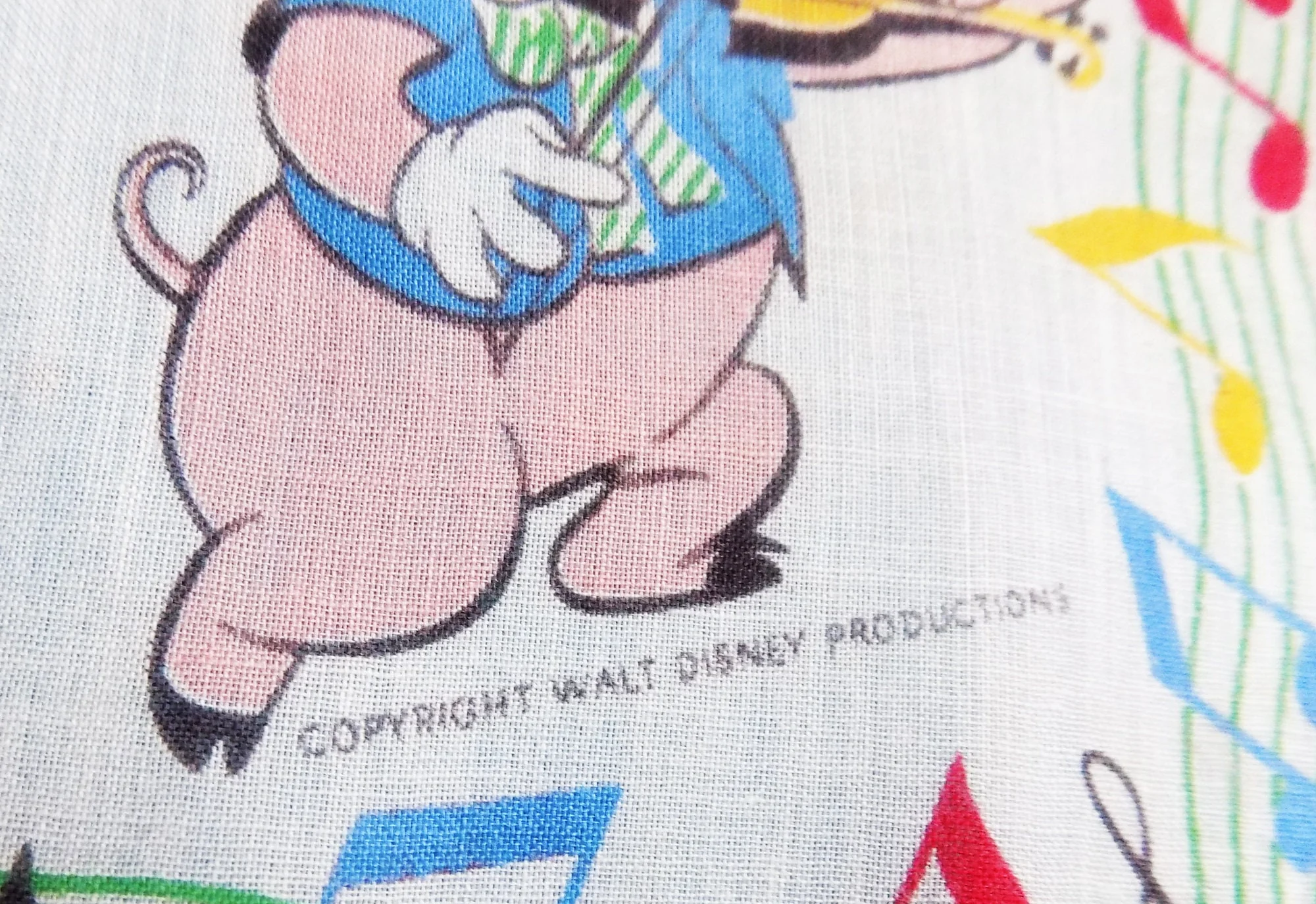 50s Disney Child's Handkerchief Mickey Mouse At The Microphone Three Little Pigs Band Frank Sinatra No Flaws by Disney - Image 2