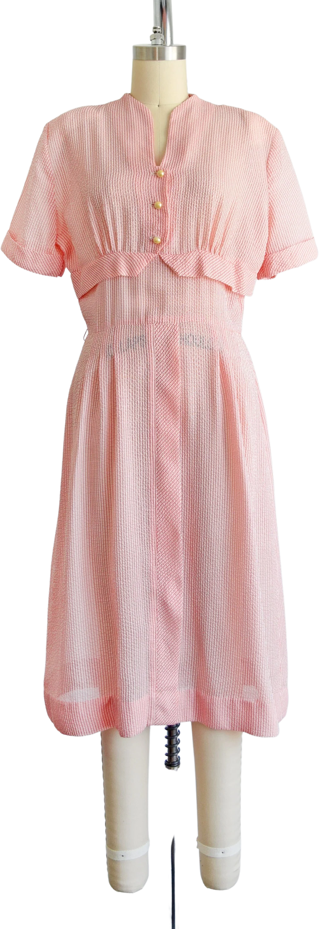 50s Dress Vintage 50s Dress Red and White Seersucker Semi Sheer Dress, Small by Doris Dodson Juniors