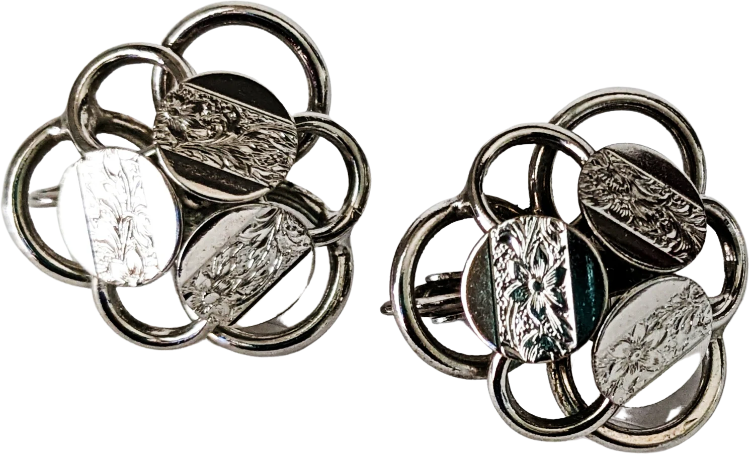 50s Earrings Young N Gay Silvertone Clip On by Sarah Coventry