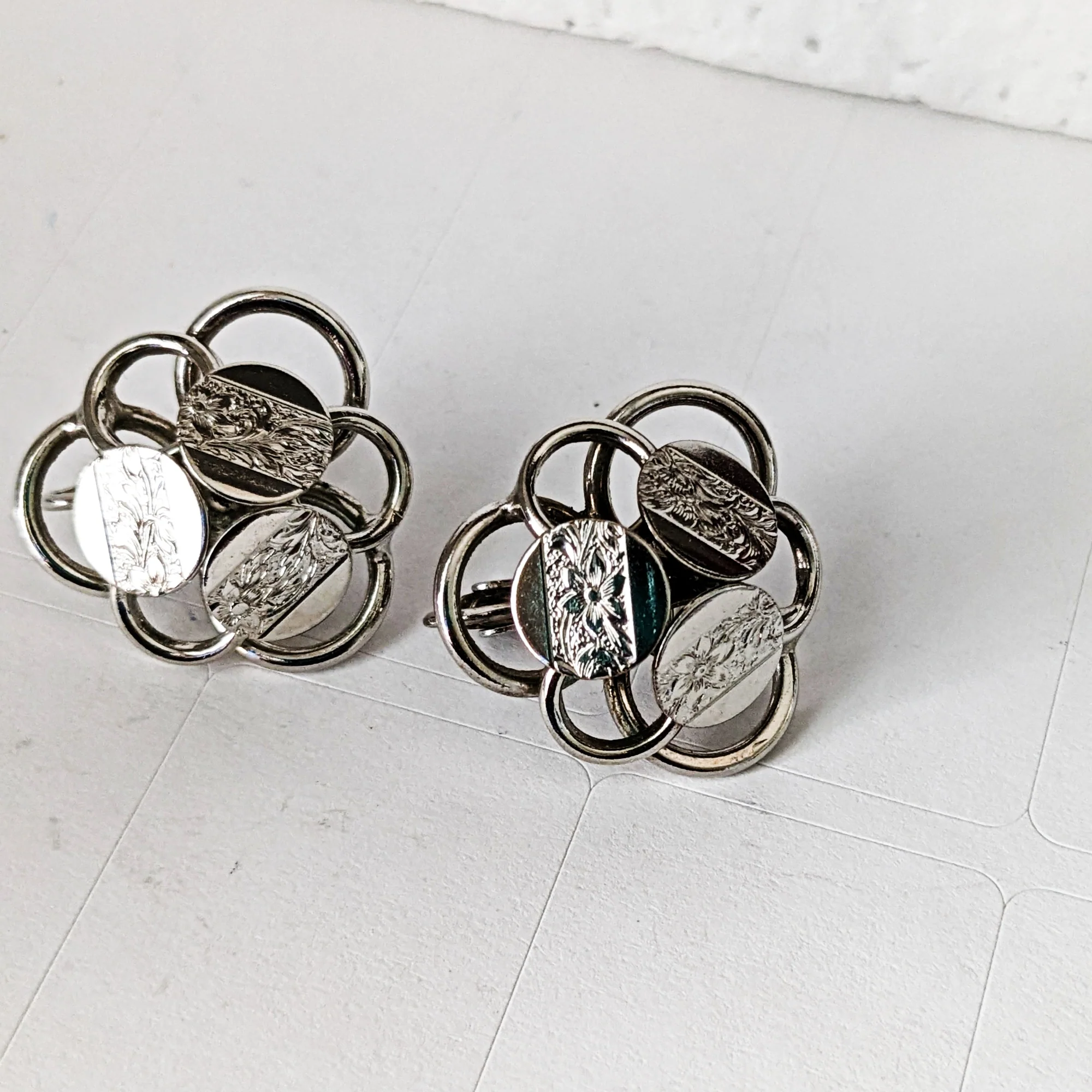 50s Earrings Young N Gay Silvertone Clip On by Sarah Coventry - Image 4