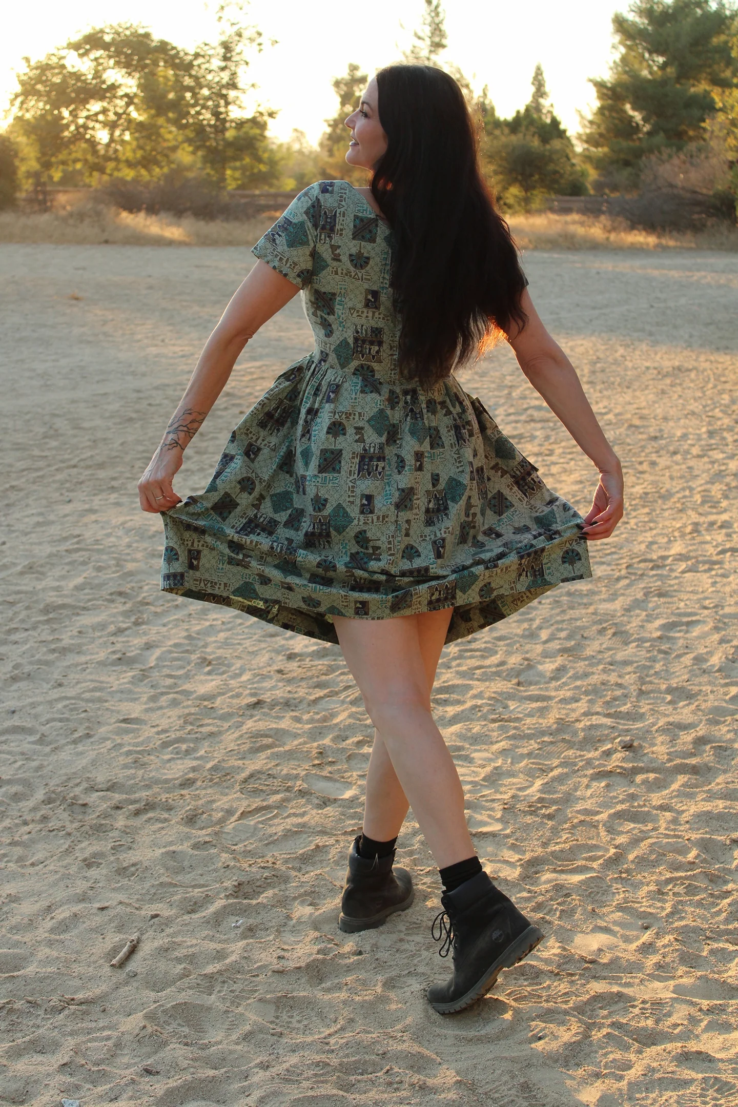 50s Eqyptian Novelty Print Dress With Pockets - Image 10
