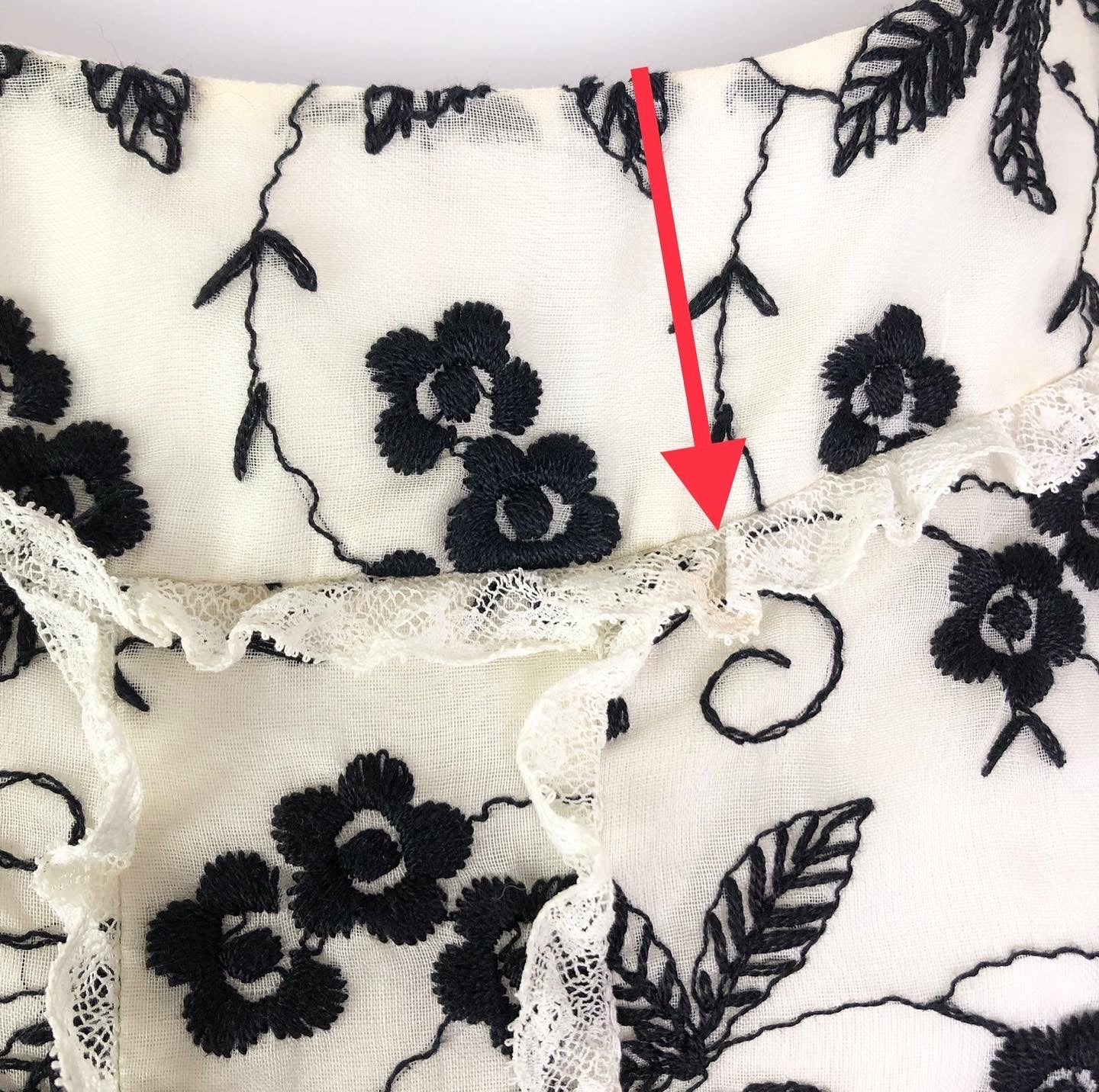 50s Fit And Flare Cream With Black Embroidery Dress - Image 10