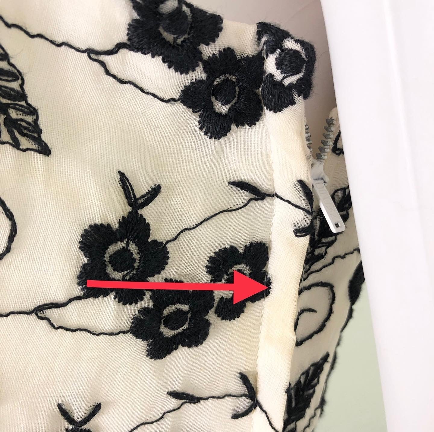 50s Fit And Flare Cream With Black Embroidery Dress - Image 9