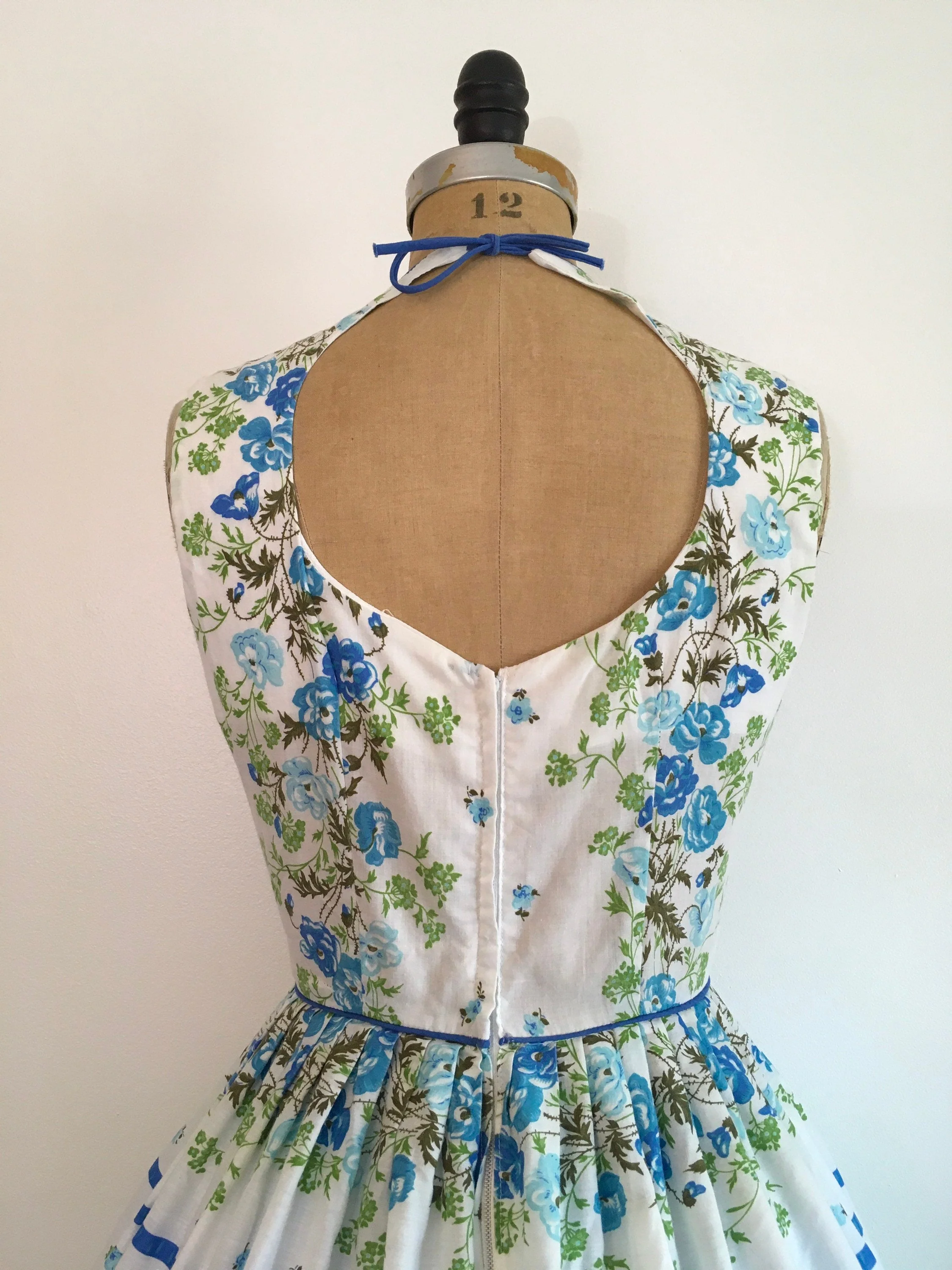 50's Floral Rose Sundress Voile Cotton Dress - Image 5