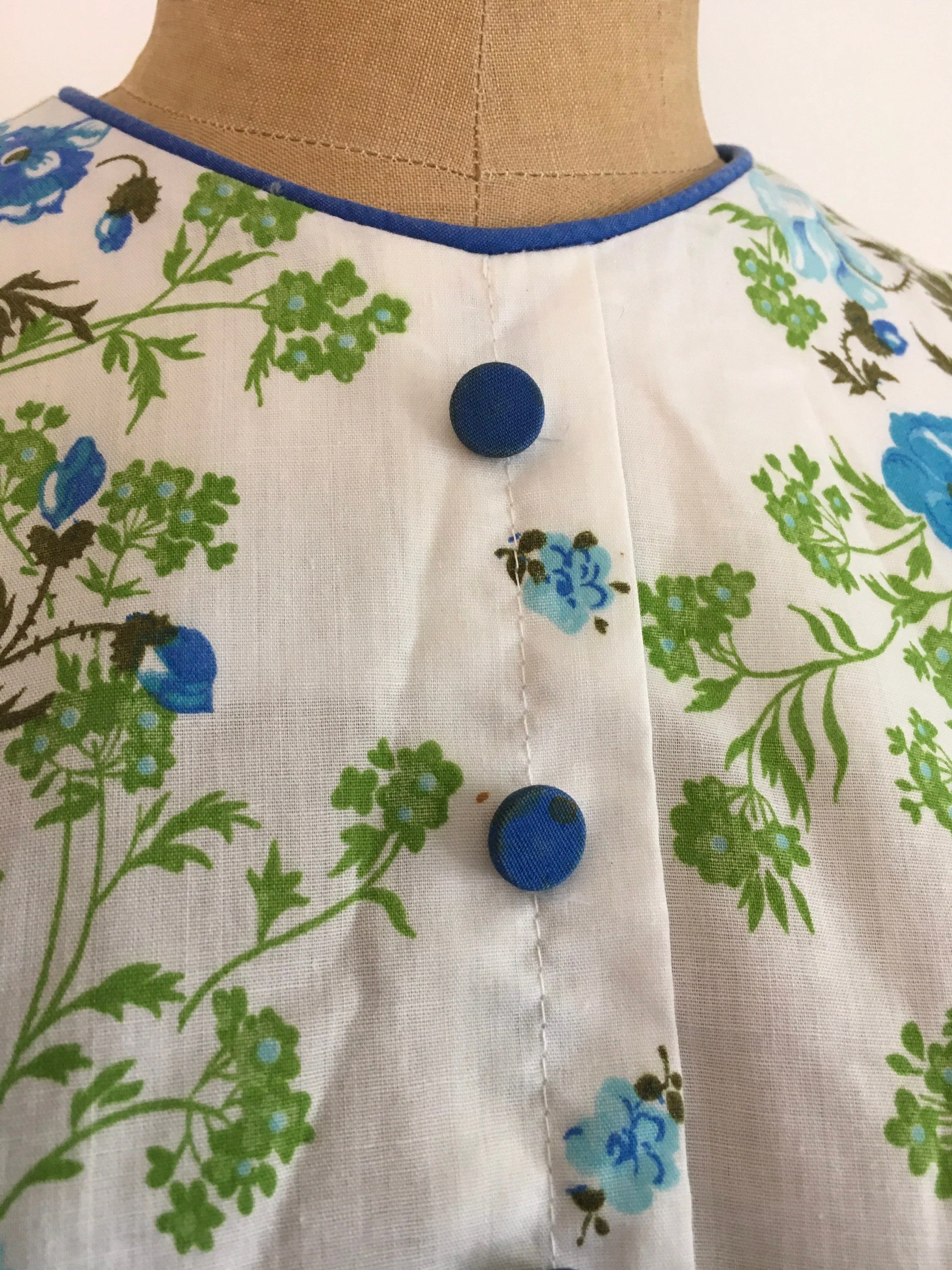 50's Floral Rose Sundress Voile Cotton Dress - Image 6
