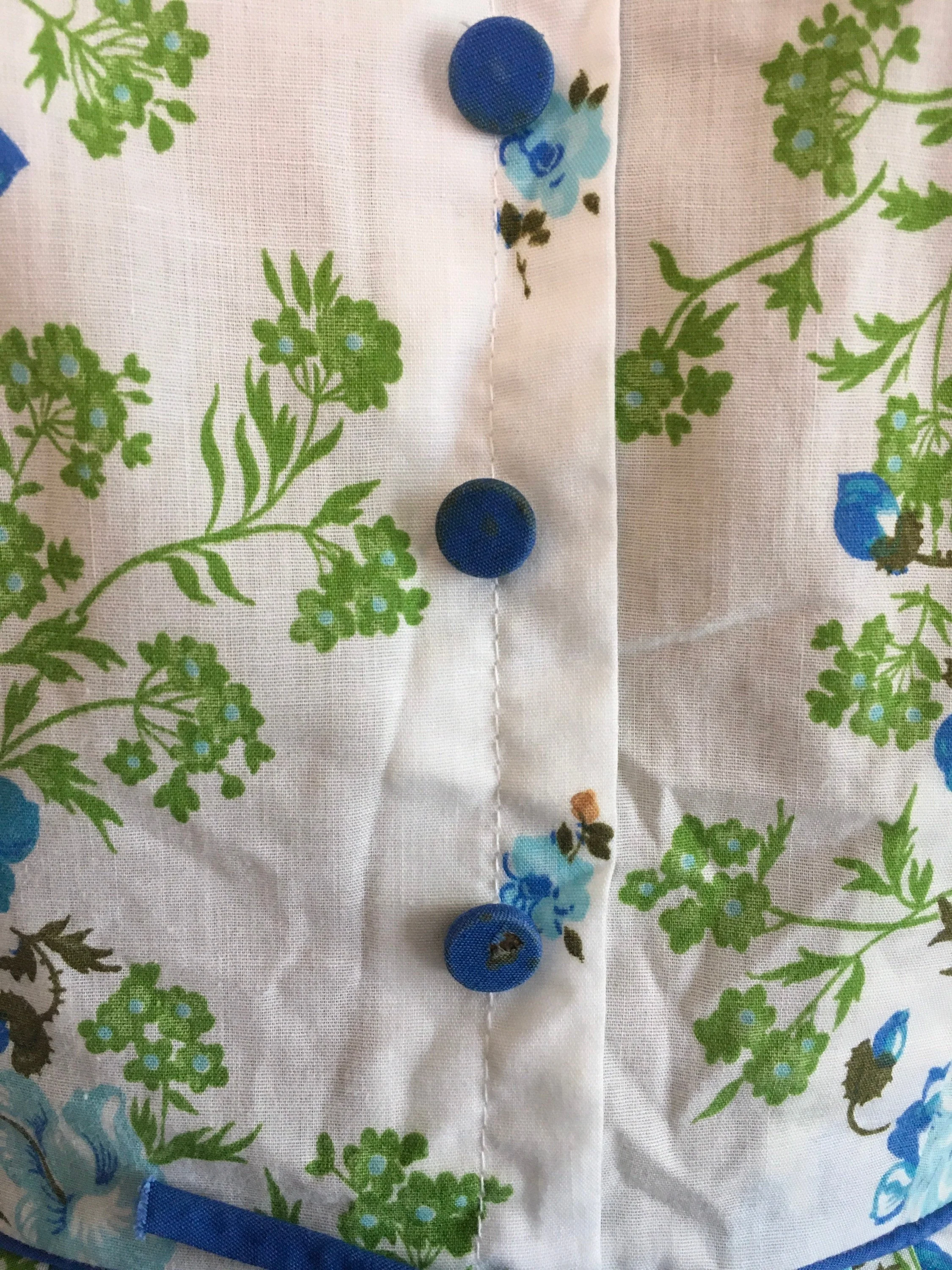 50's Floral Rose Sundress Voile Cotton Dress - Image 7