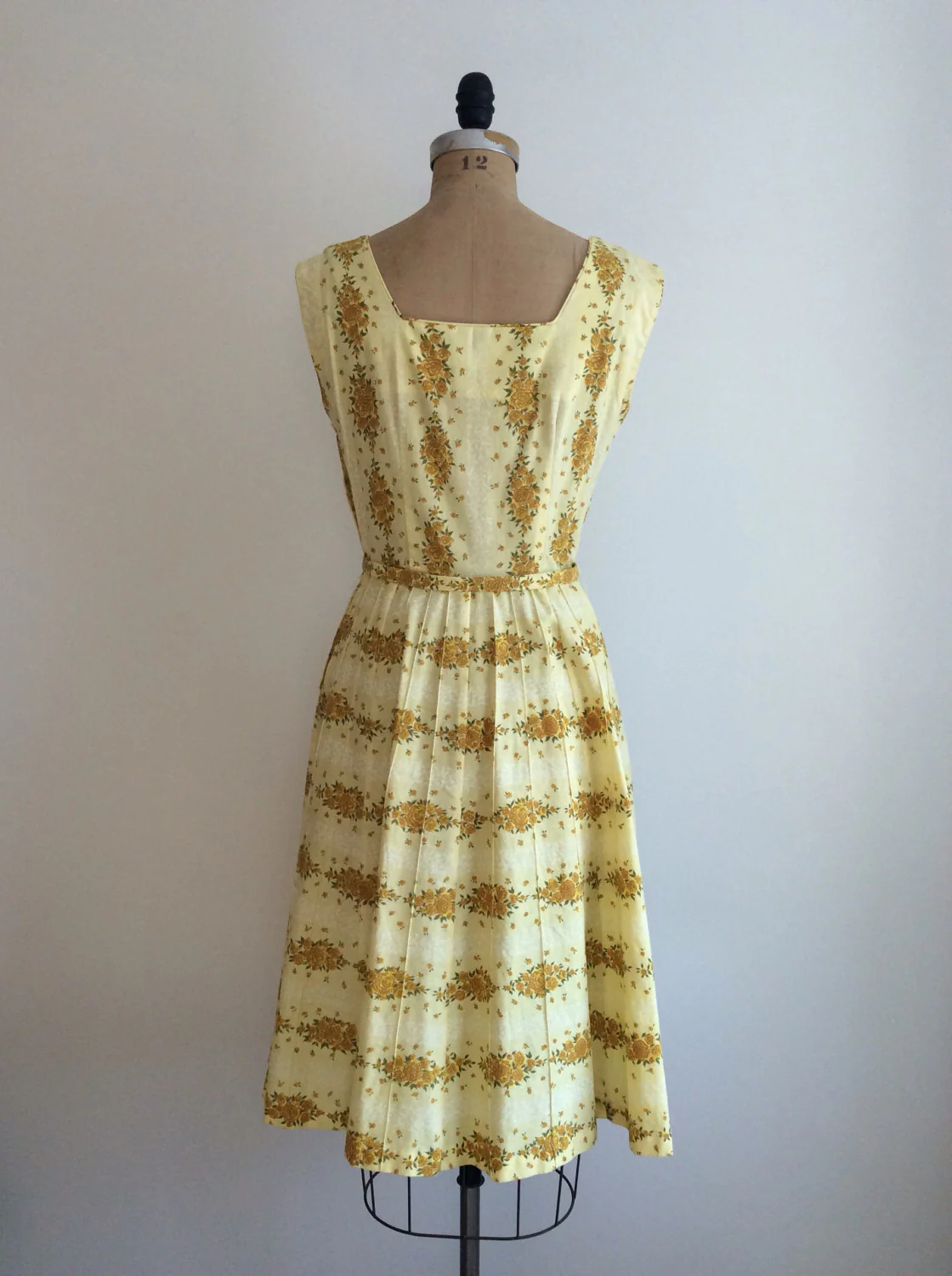 50's Floral Stripe Print Yellow Cotton Dress and Jacket by Betty Hartford - Image 4