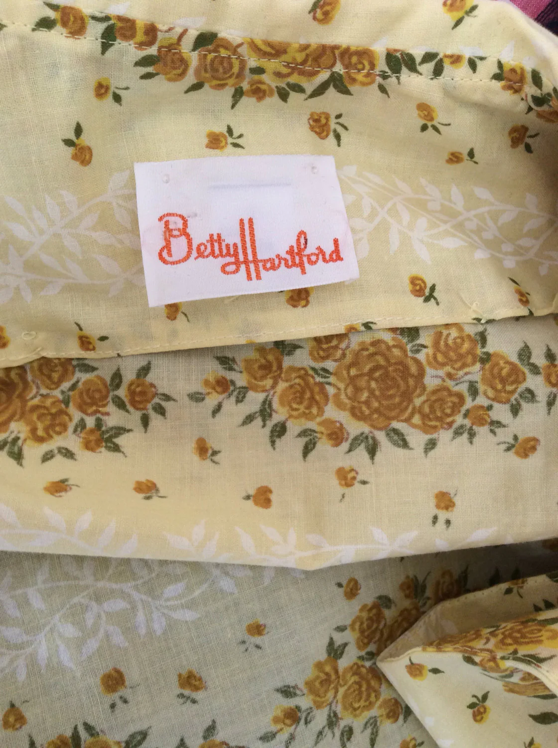 50's Floral Stripe Print Yellow Cotton Dress and Jacket by Betty Hartford - Image 5