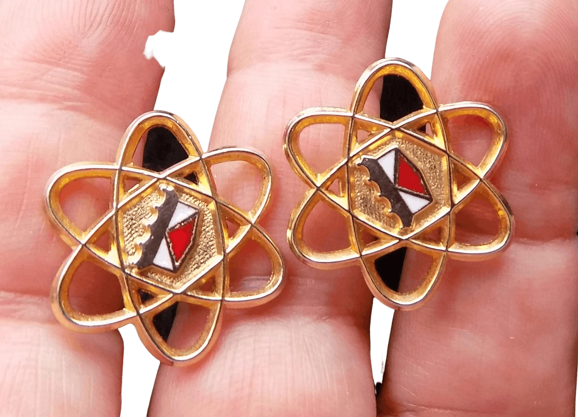 50s Ford Atomic Atom- Splitting Gold Tone Cuff Links Dress Shirt Wedding Mid-Century Rockabilly Mad Men Ranch Science