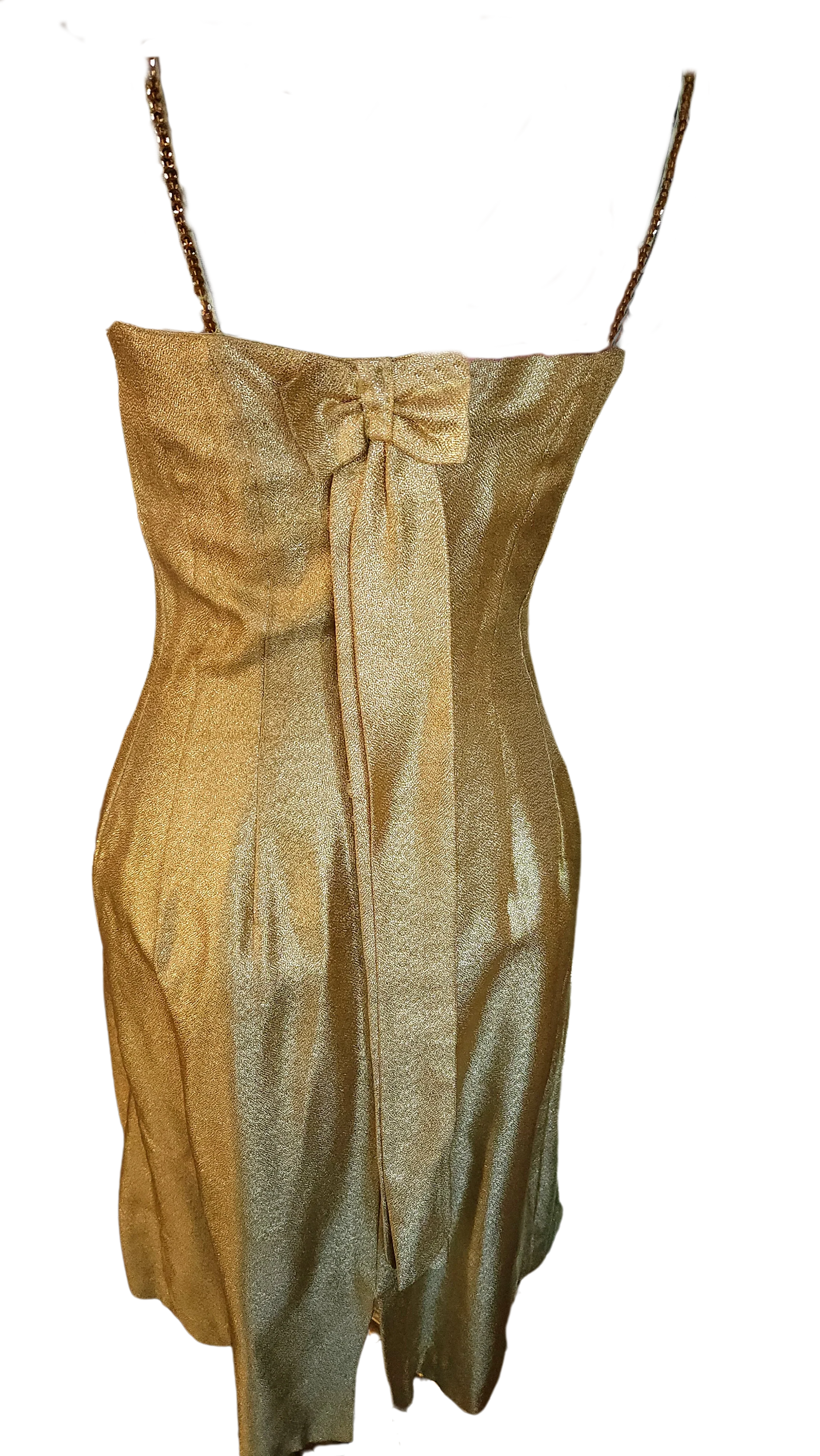 50s Gold Lamé Wiggle Dress - Image 2