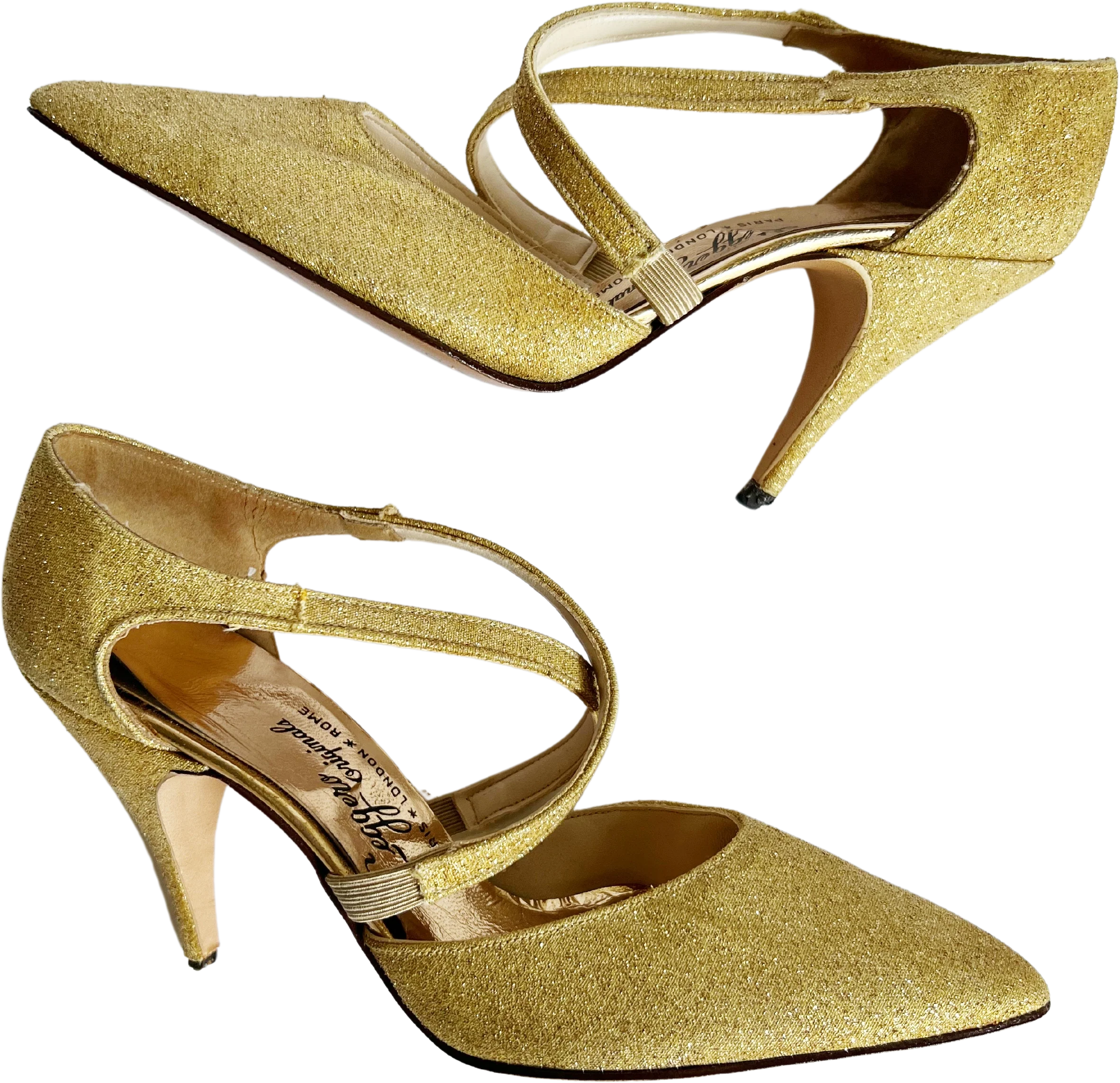 50s Gold Lurex Pumps By Leggero Originals