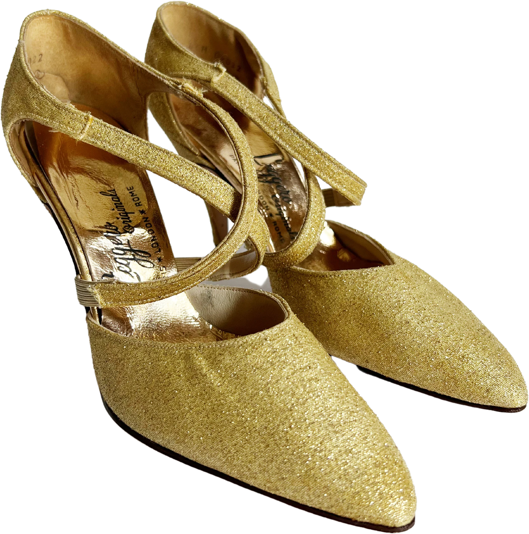 50s Gold Lurex Pumps By Leggero Originals - Image 2