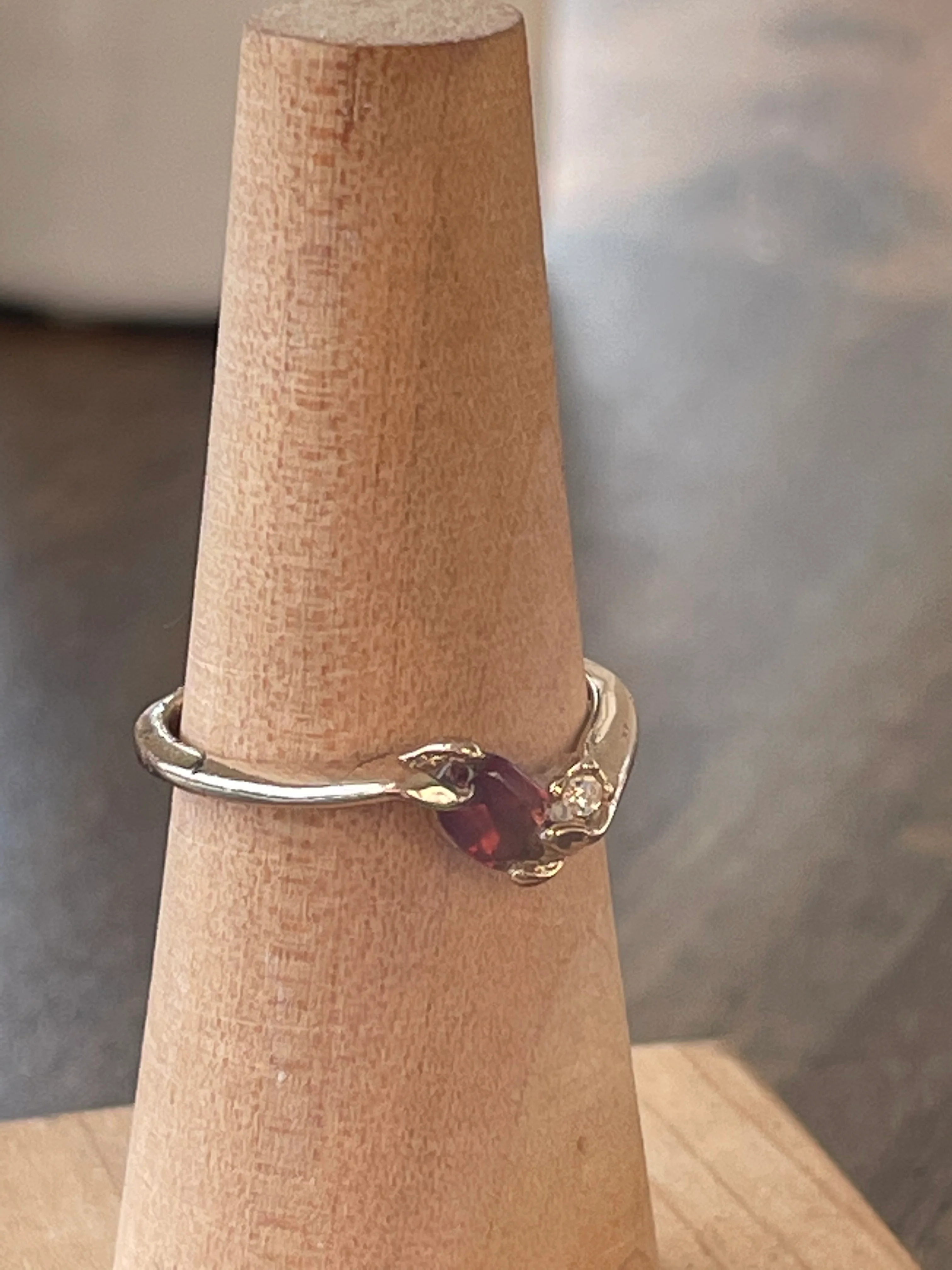 50s Gold Plated Garnet Ring - Image 7