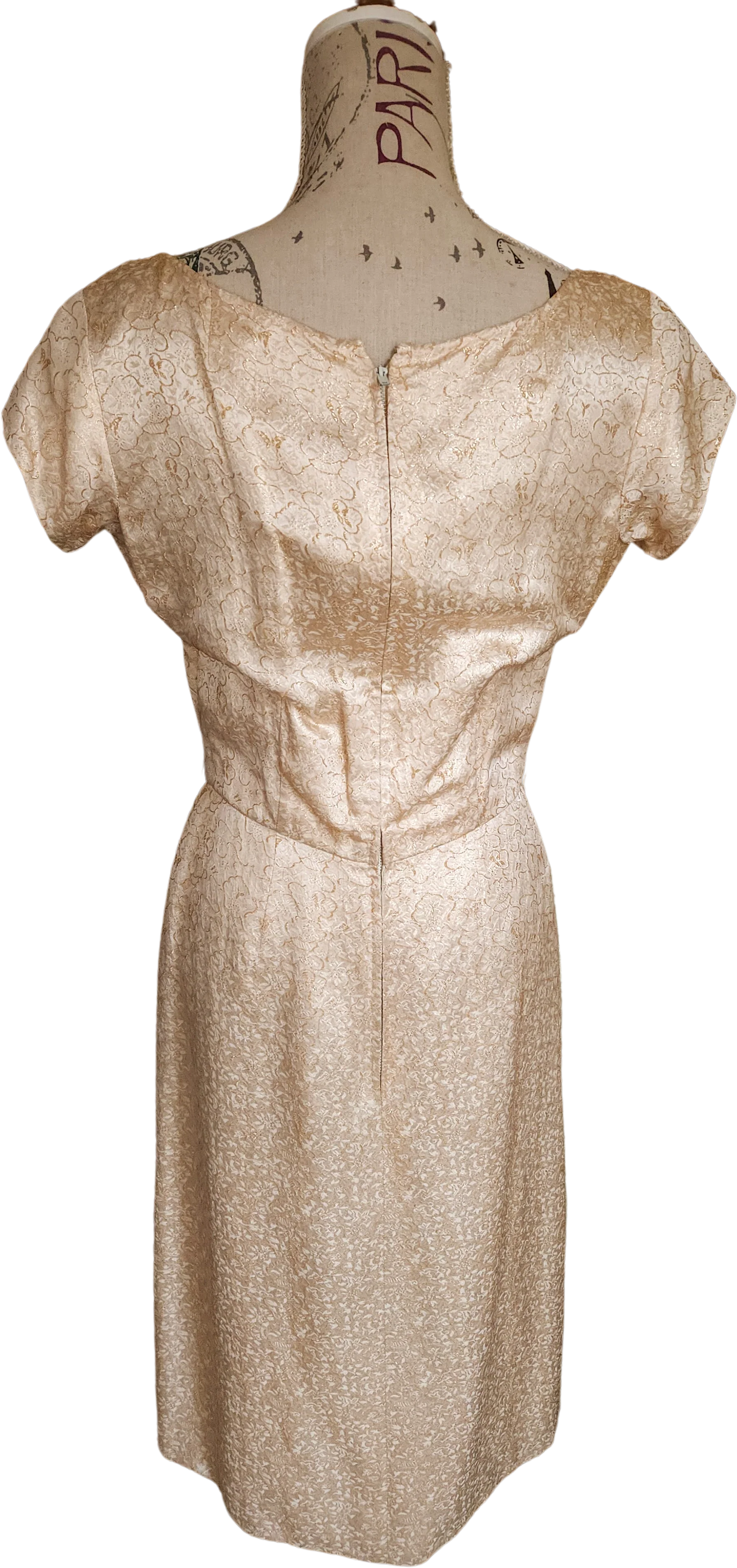 50s Gold Silk Brocade Draped Cocktail Dress By Sophie of Saks Fifth Avenue - Image 2