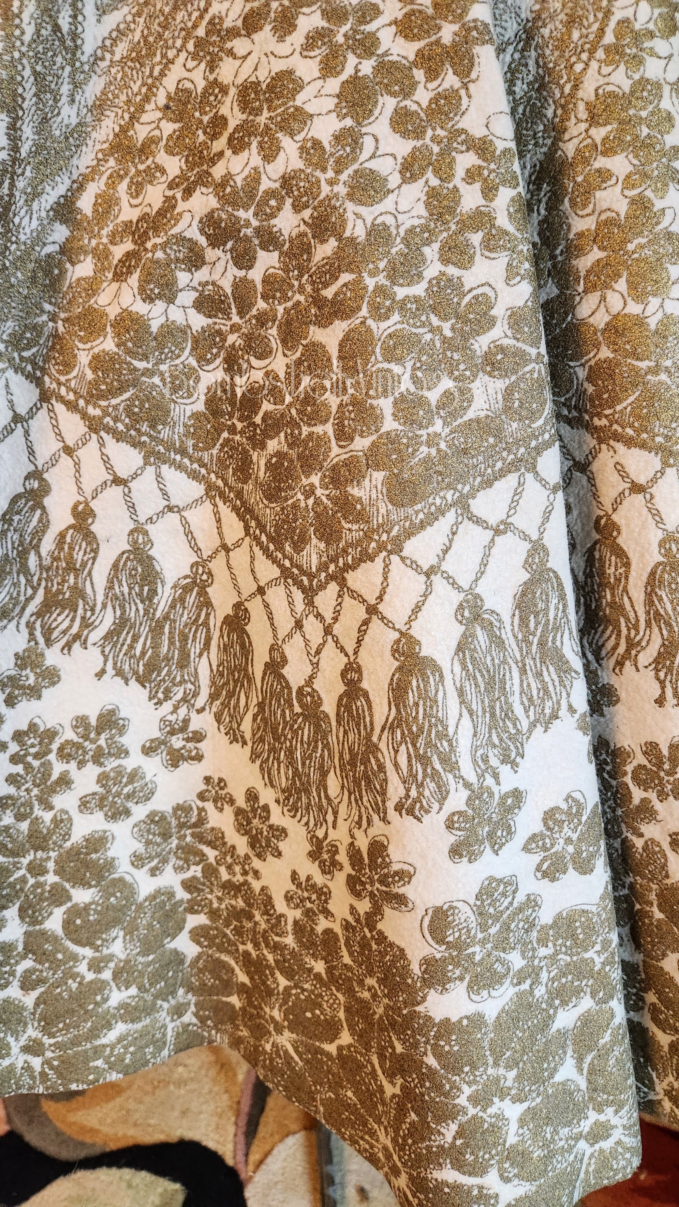 50s Gold Tassle Print Pellon Circle Skirt By Smart Set - Image 5