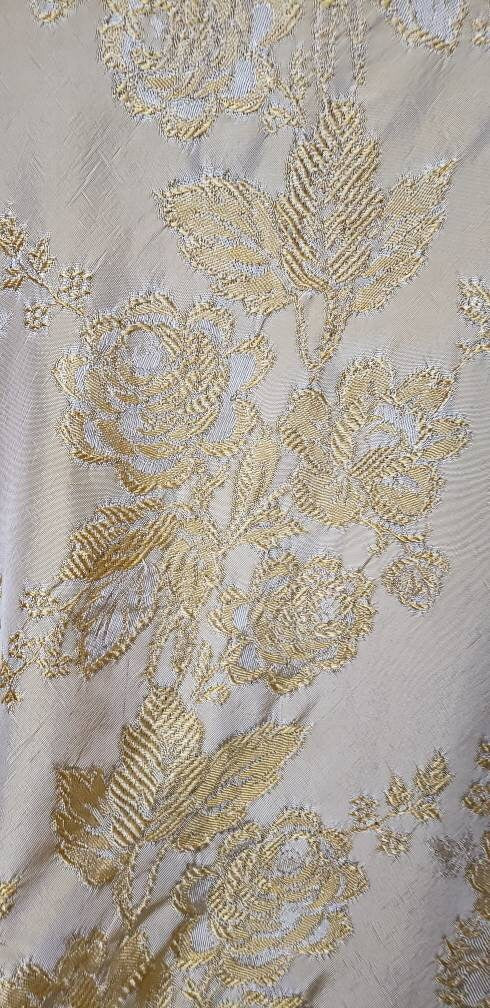 50s Golden Brocade Tablecloth 86 X 98 by Burlington Mills - Image 4