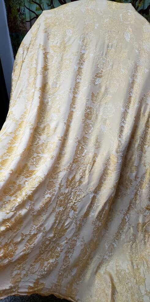 50s Golden Brocade Tablecloth 86 X 98 by Burlington Mills - Image 5