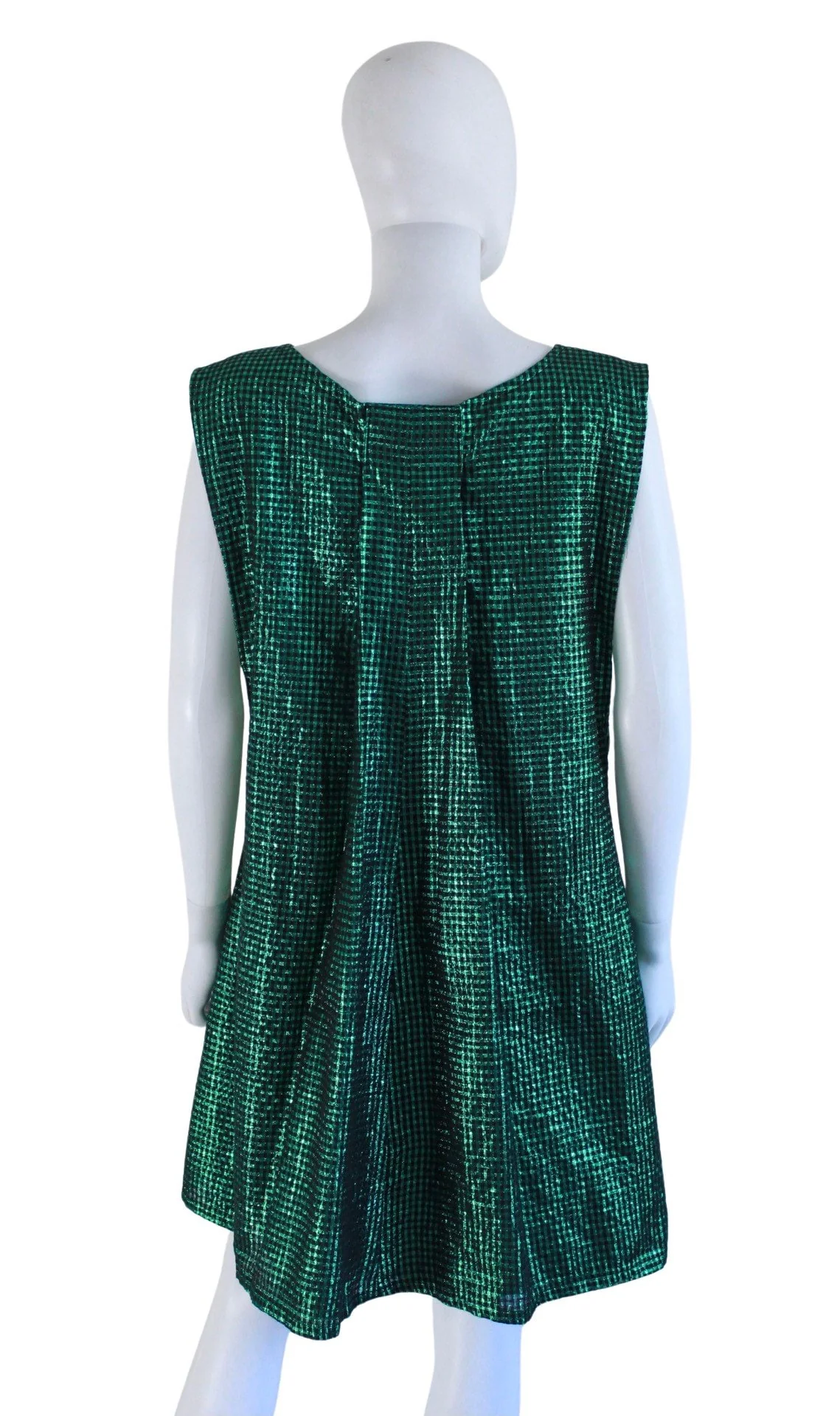 50s Green and Black Lurex Trapeze Dress | Size Large - Image 10