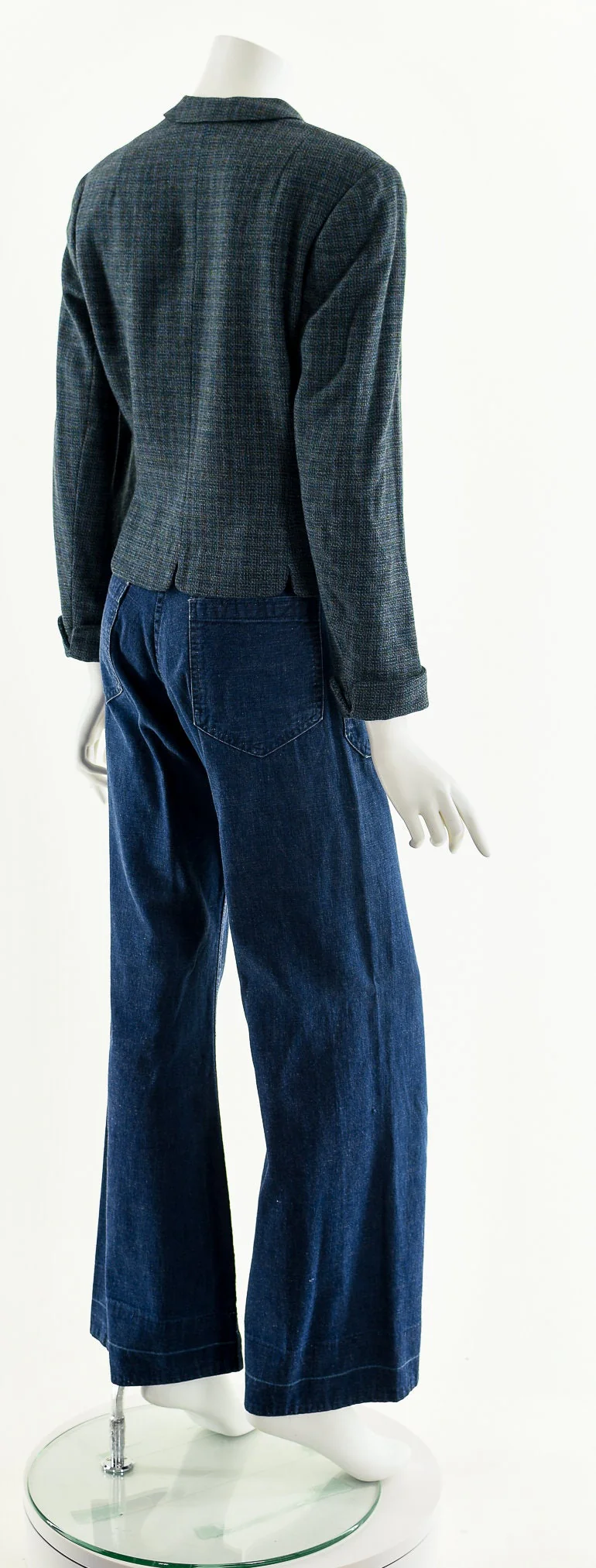 50s Green Blue Tweed Cropped Coat by Tailorbrooks - Image 6