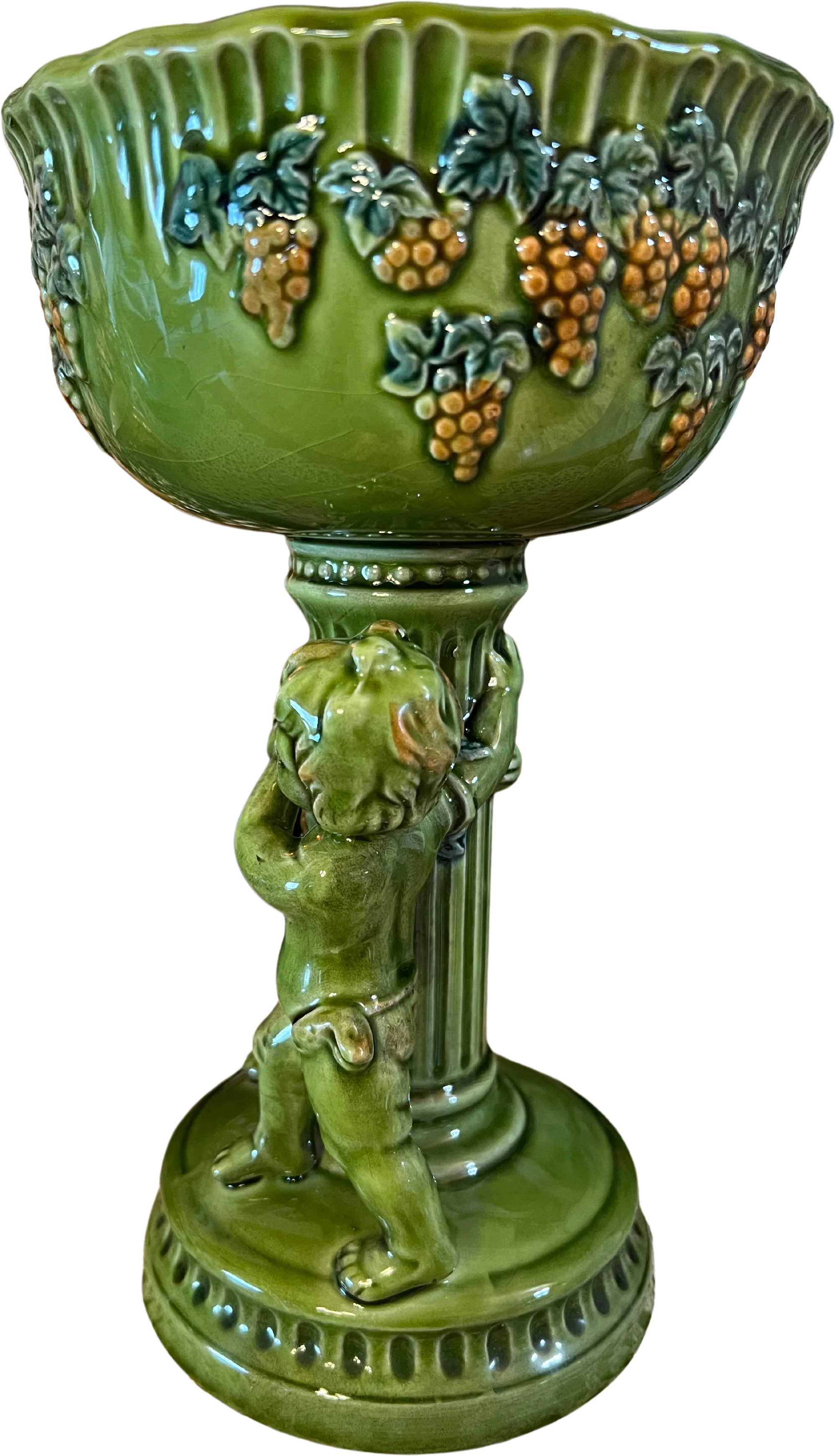 50s Green Ceramic Cherub Planter Rare By Lefton - Image 3