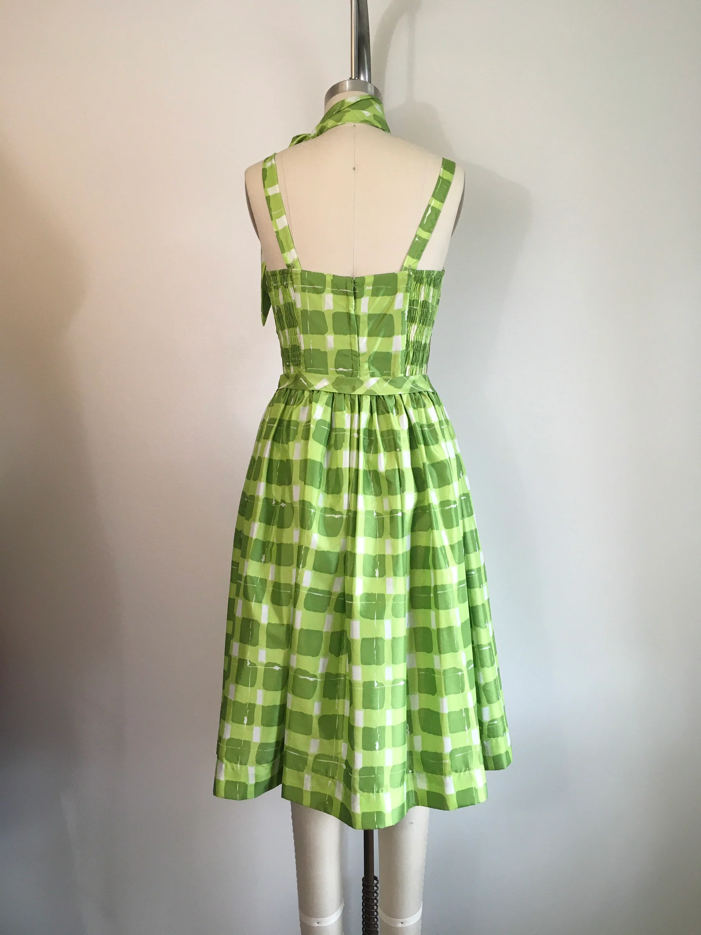 50's Green Geometric Print Bathing Suit and Skirt Set by Gabar - Image 2