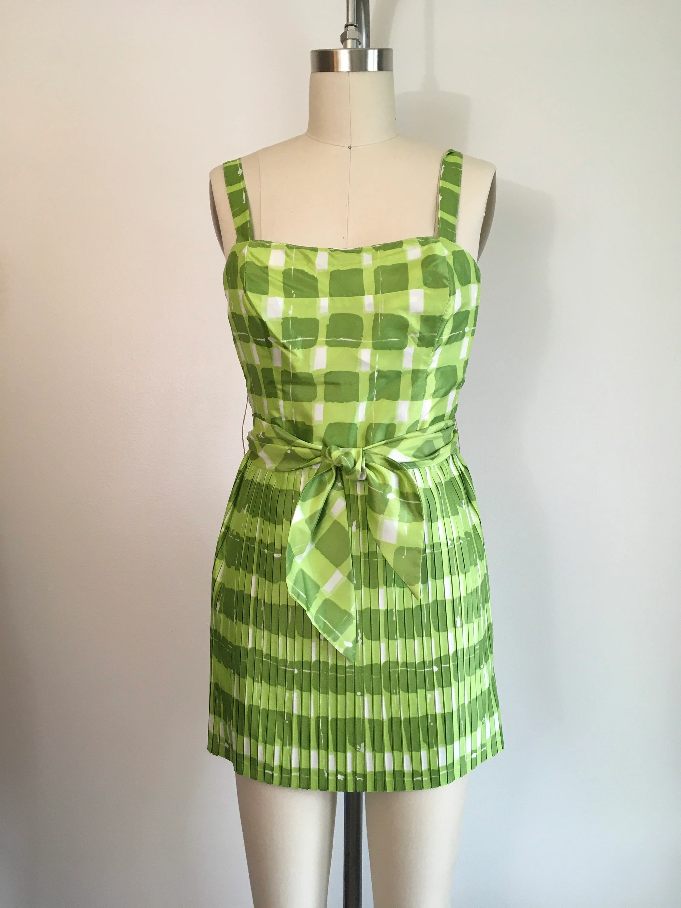 50's Green Geometric Print Bathing Suit and Skirt Set by Gabar - Image 3
