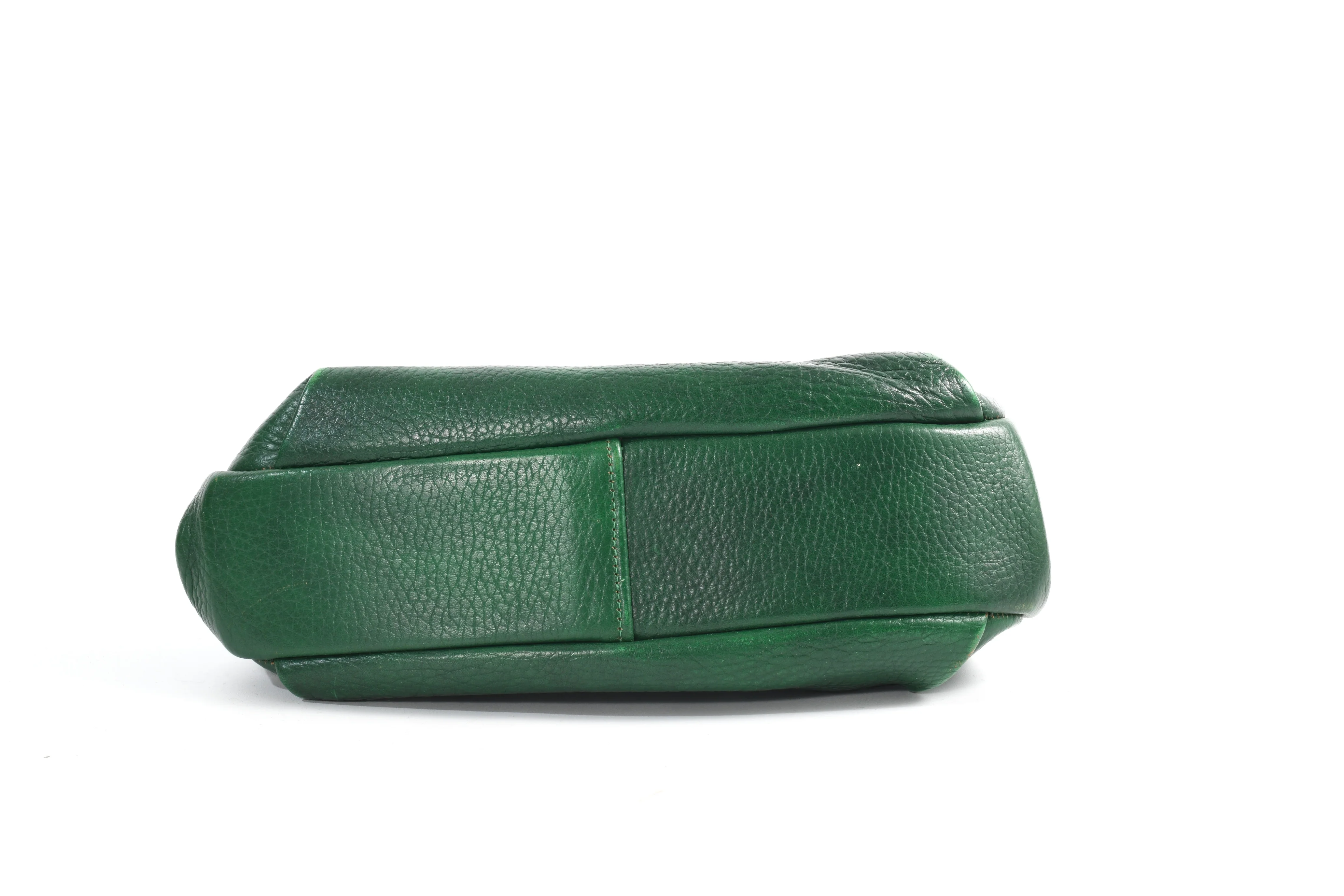 50s Green Leather Doctor Style Hinge Frame Handbag - Image 7