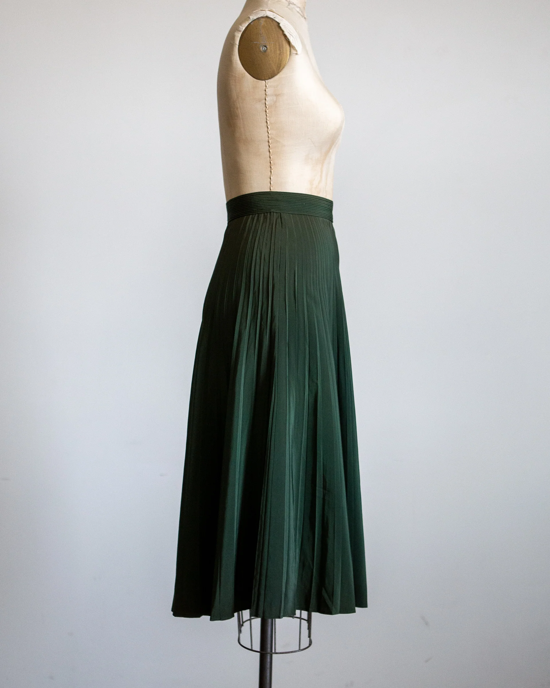 50s Green "tubinyl" Pleated Skirt By Koret of California - Image 6