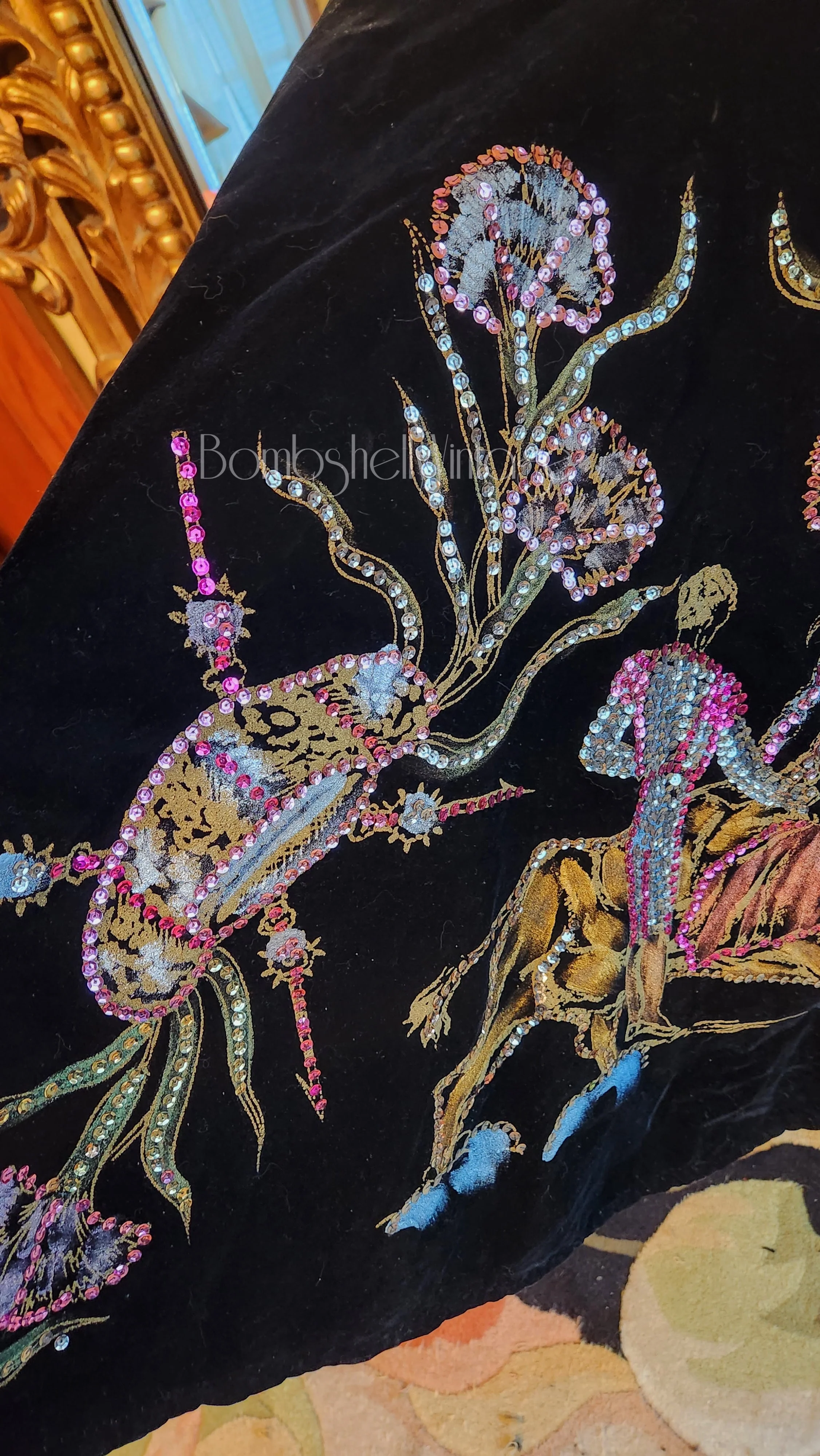 50s Hand Painted Velvet Skirt Bullfighters by Salpra Sa - Image 5