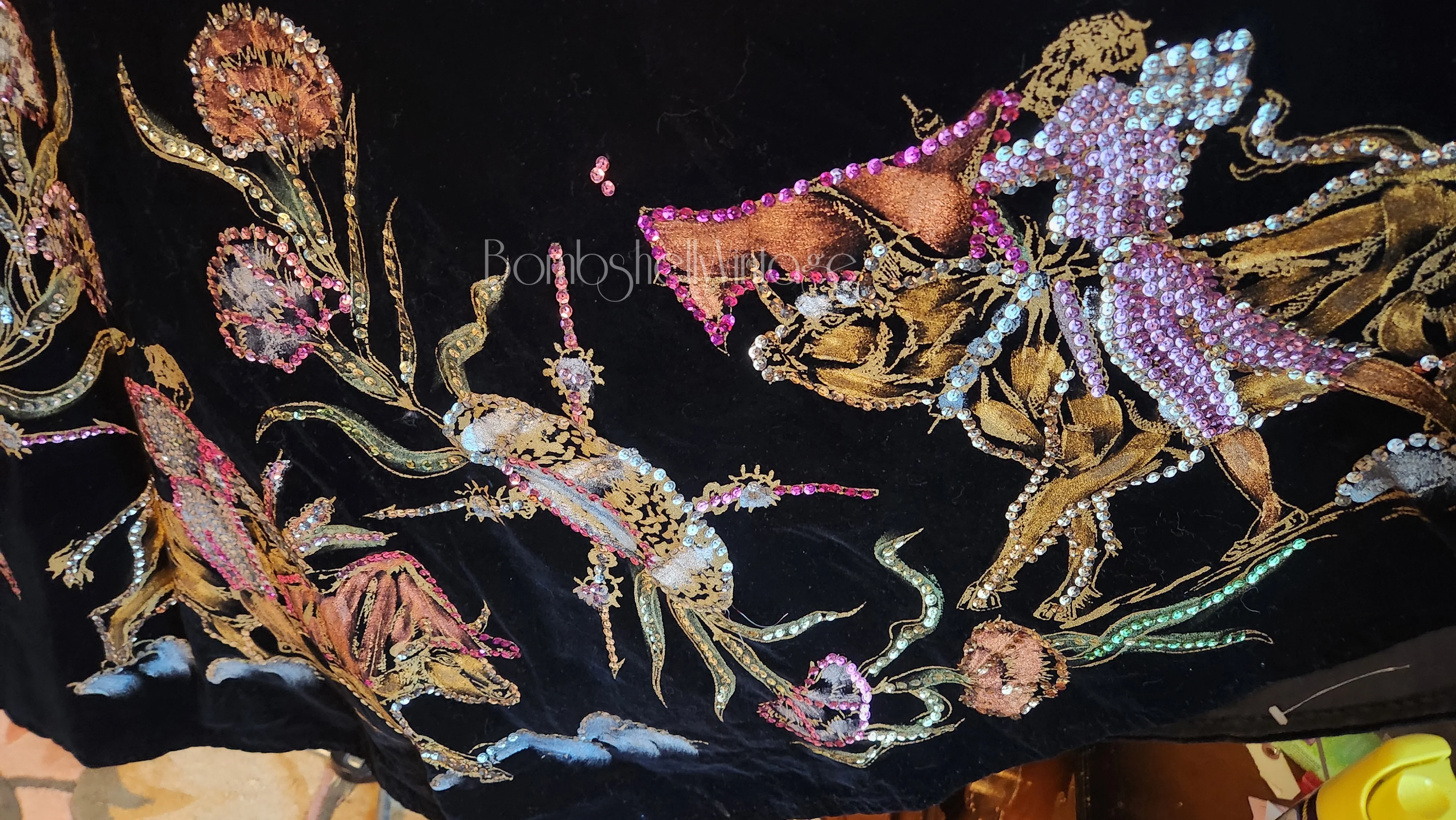 50s Hand Painted Velvet Skirt Bullfighters by Salpra Sa - Image 9