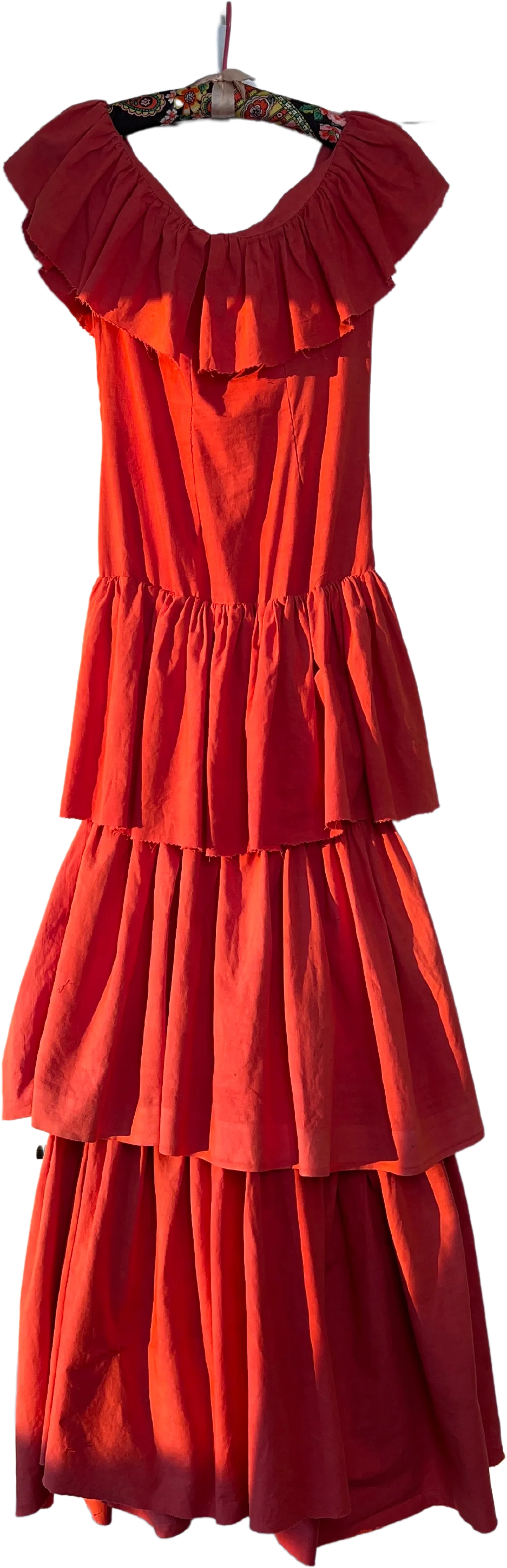 50s Handmade Three Tiered Ruffled Cotton Dress - Image 2