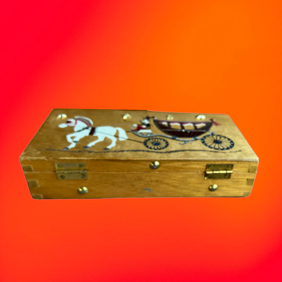 50s Horse Carraige Stars Wooden Box Handbag Purse By Gary Gail - Image 7