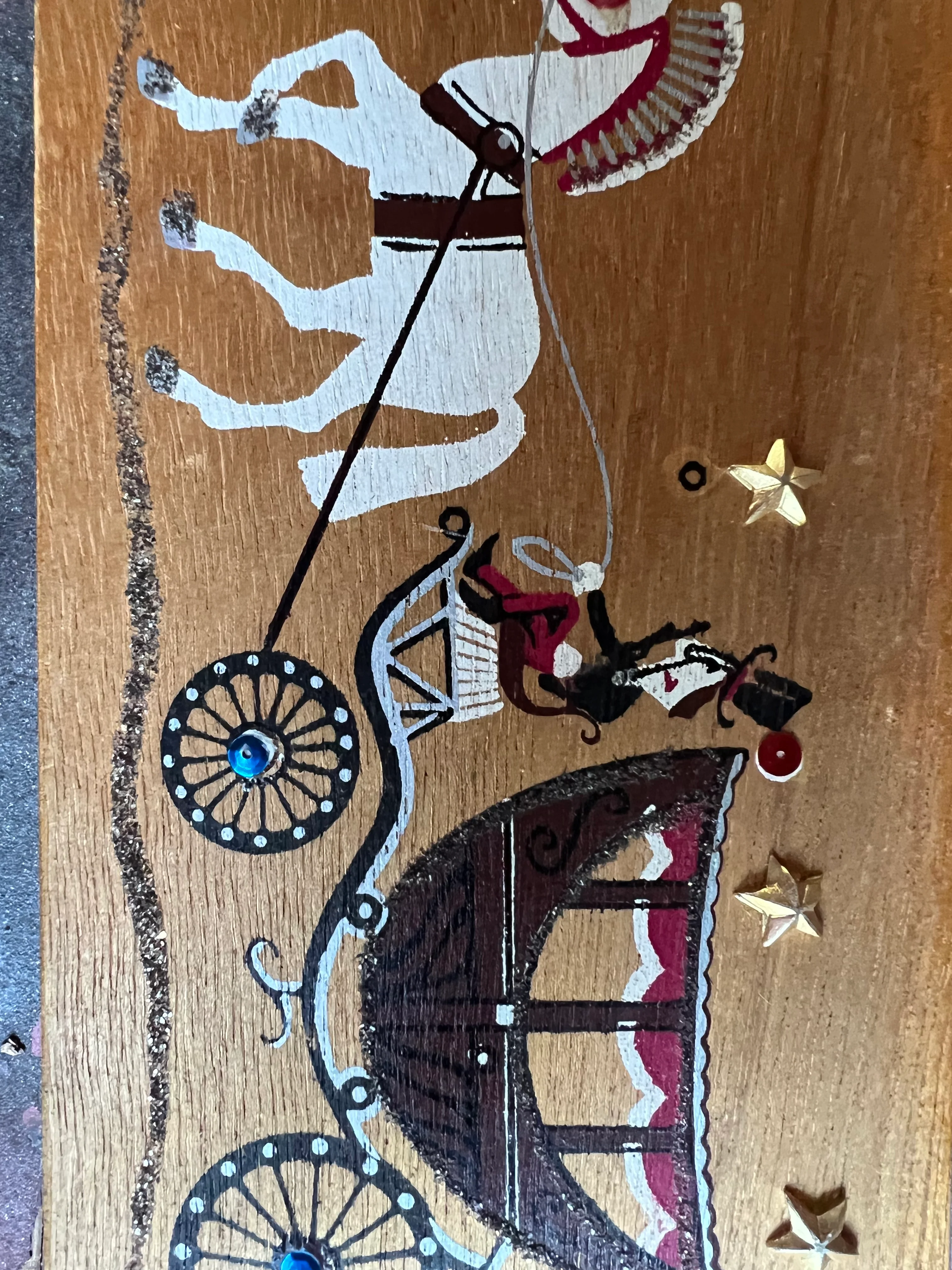 50s Horse Carraige Stars Wooden Box Handbag Purse By Gary Gail - Image 9