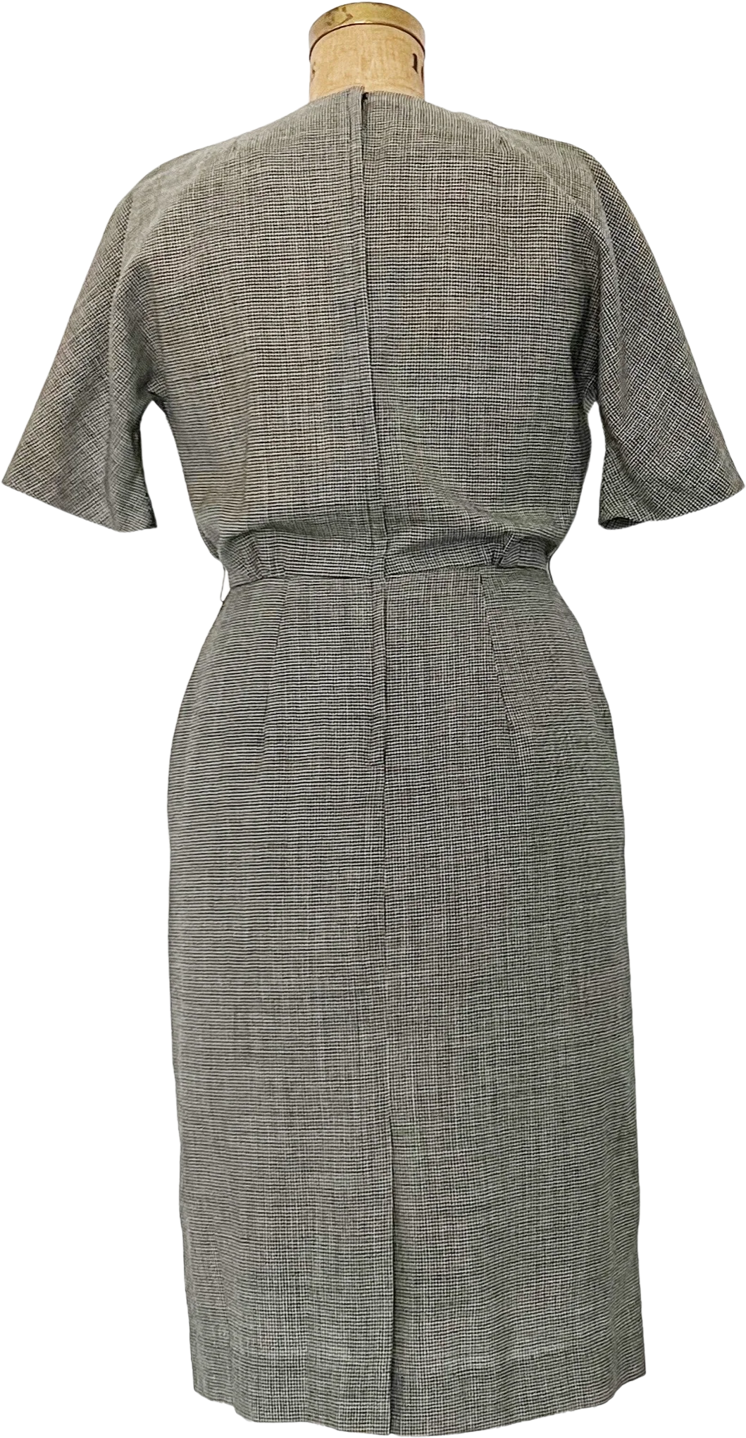 50s Houndstooth Wool Sheath Dress - Image 2