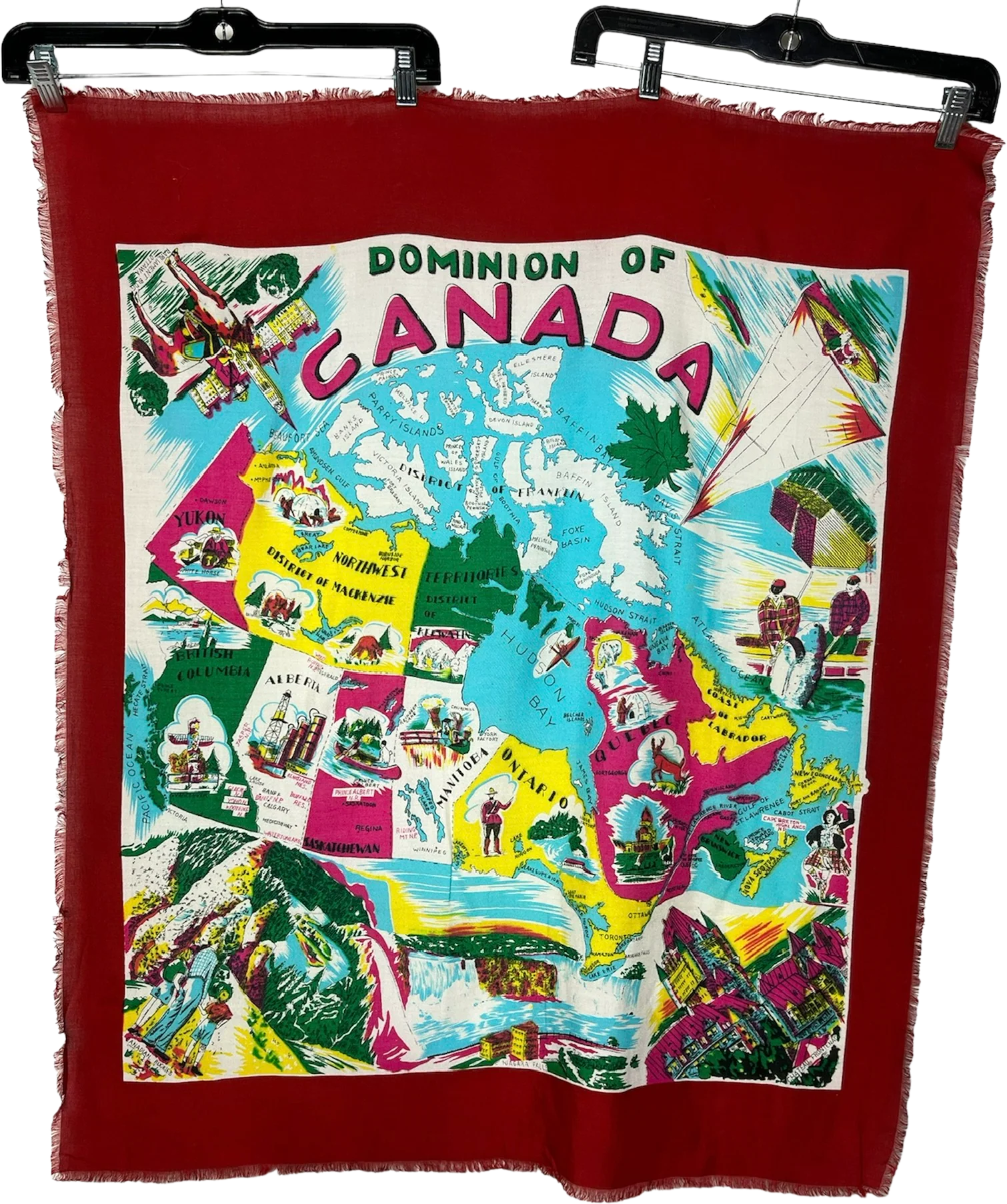 50s Huge Canada Souvenir Rayon Scarf
