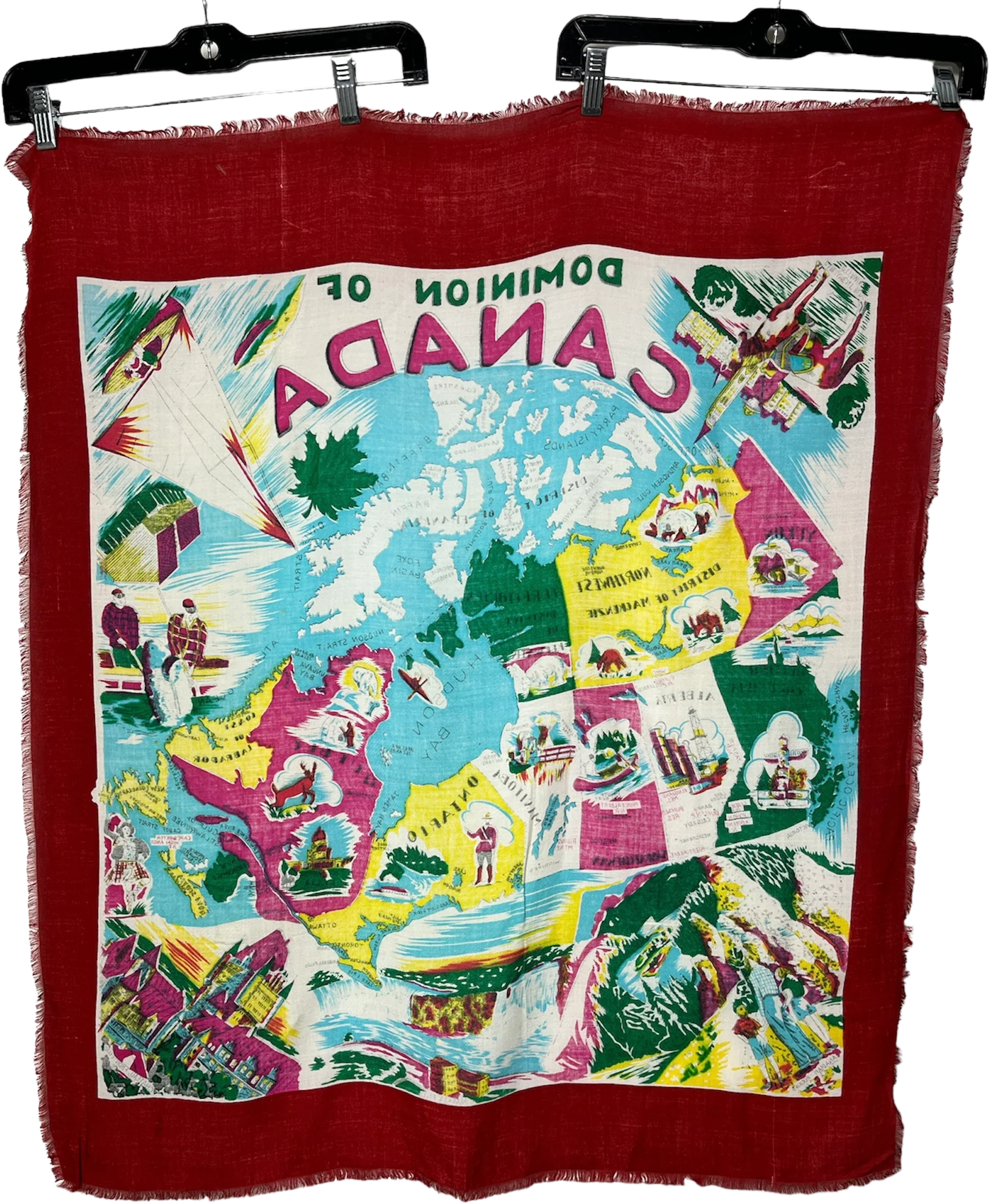 50s Huge Canada Souvenir Rayon Scarf - Image 2