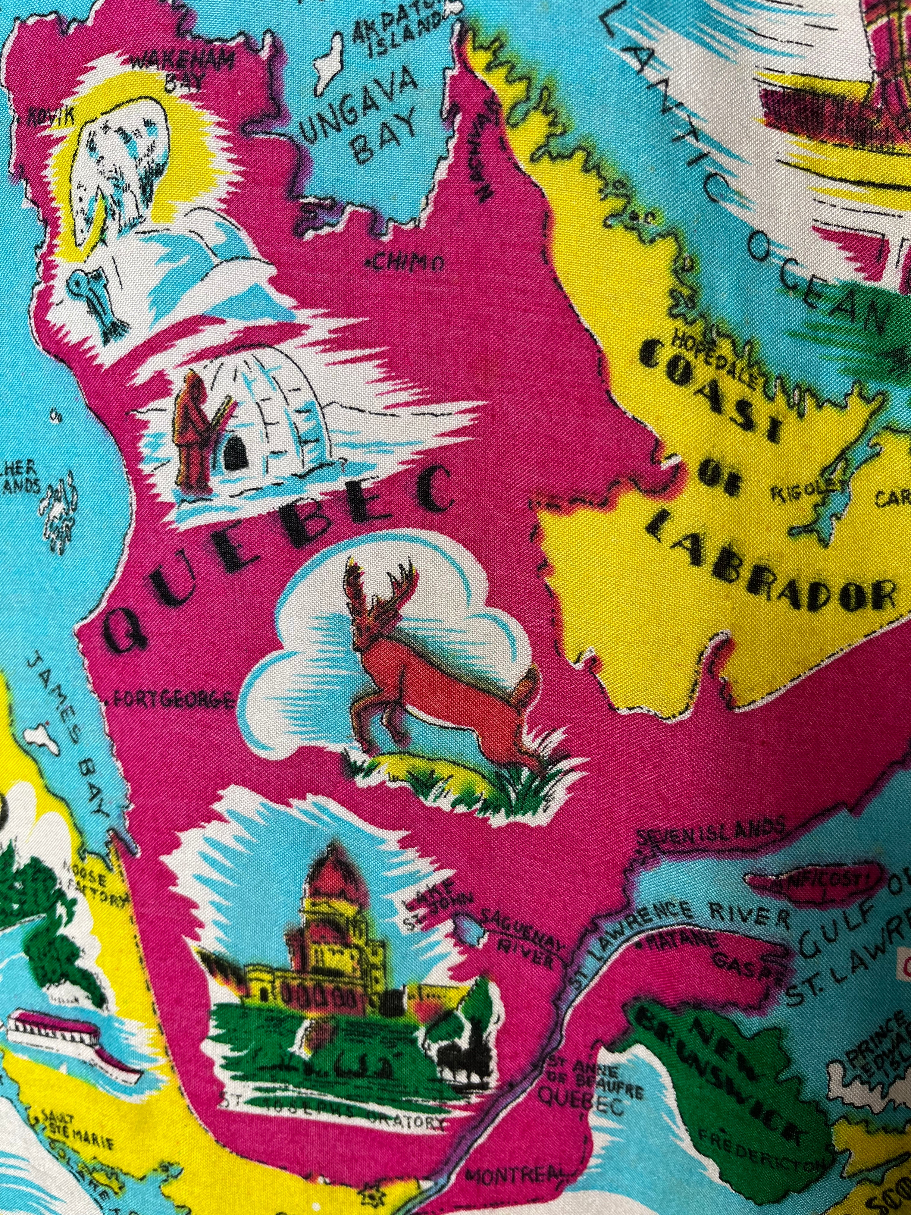50s Huge Canada Souvenir Rayon Scarf - Image 5